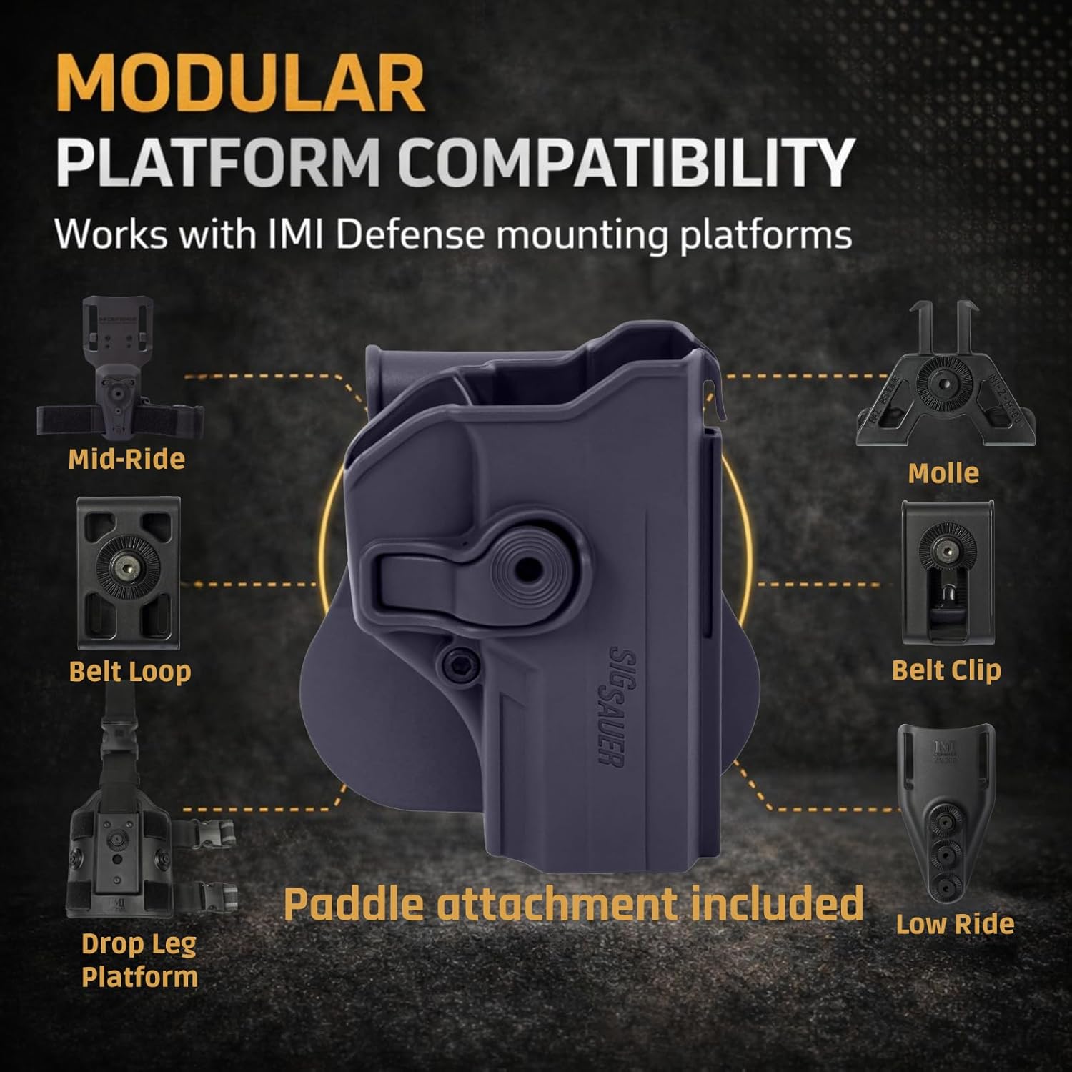 IMI Defense Level 2 Polymer Retention Holster for Sig Sauer P320 Compact/Carry, M18 & P250 Compact – Right Hand, Black