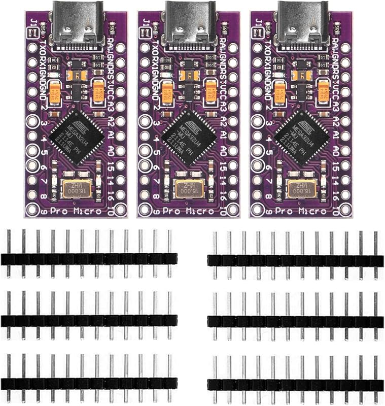 3pcs Pro Micro Board 5V/16MHz Module Board Type C Port for Arduino Leonardo