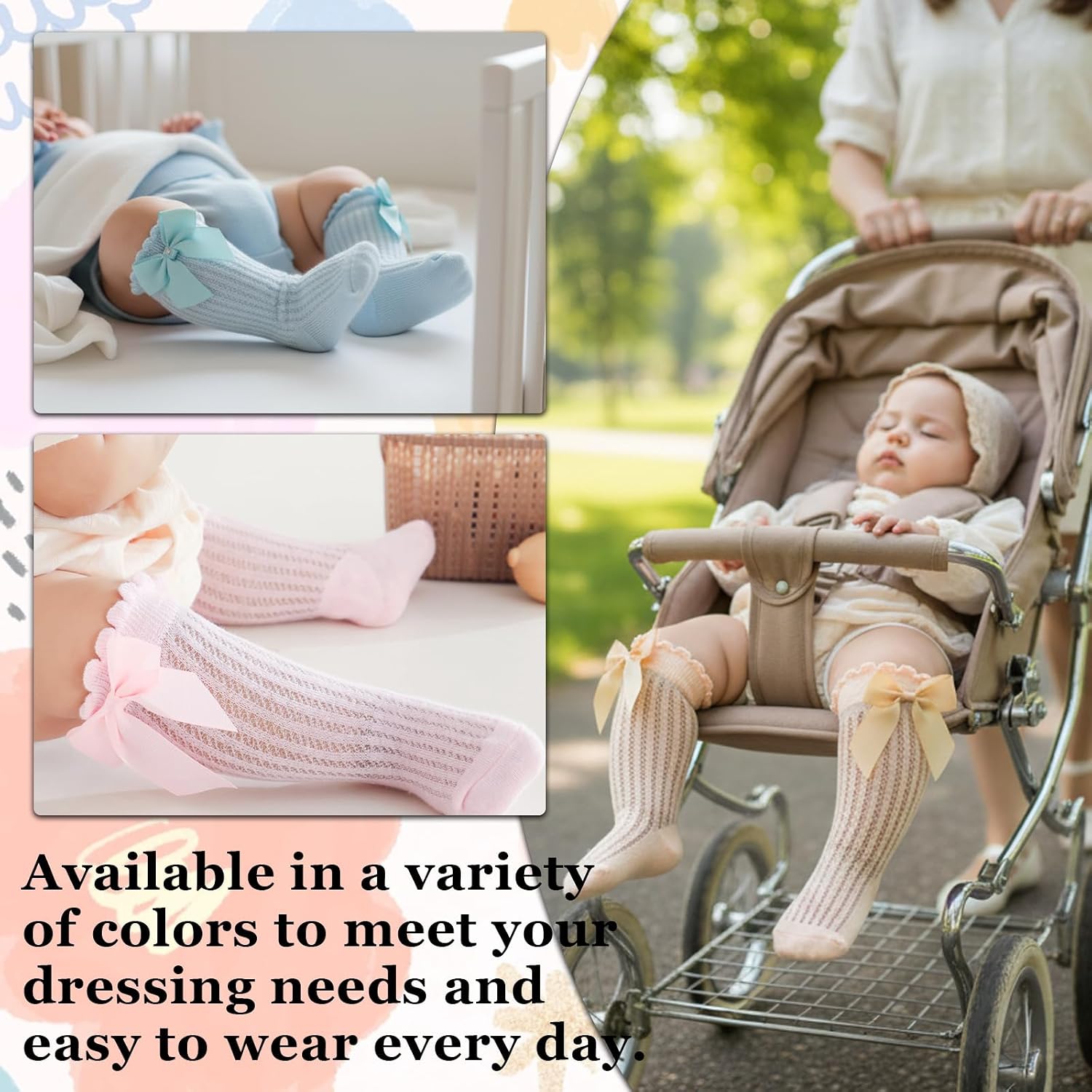 KUNAL 10 Pairs Newborn Knee High Socks Girl,Baby Knee Cotton Bow Ruffle Socks,Baby High Hose for Girls Boys Infant Toddler