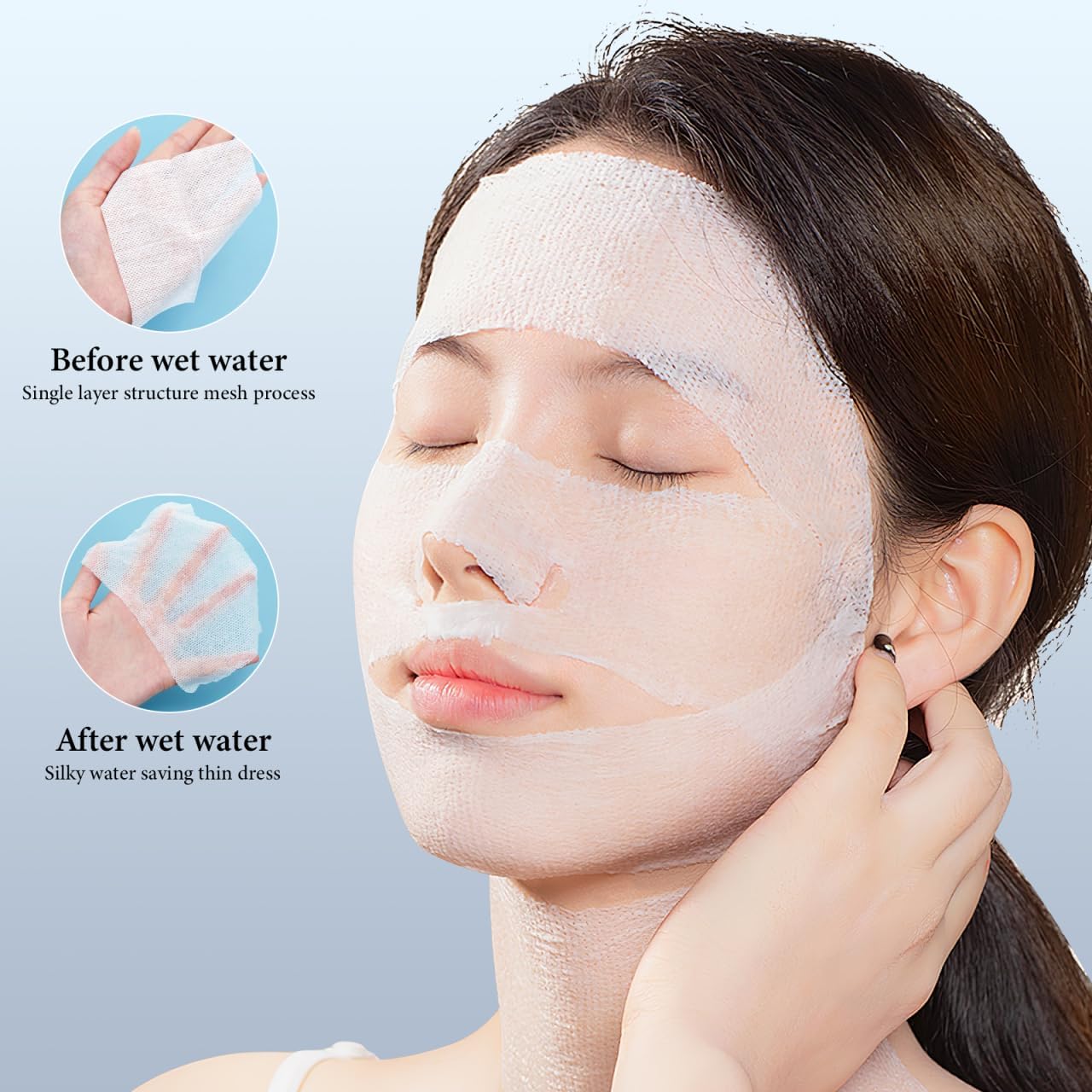 Cotton Pads for Face Stretchable Makeup Remover Pads for Toner Wet Compress Facial Mask Use Soft Thin Cotton Sheets 2 Pack 4.72 X 3.93 X 0.03 in