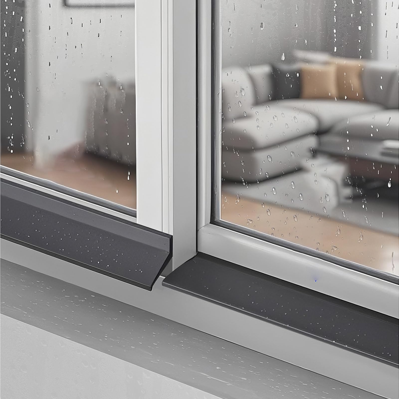 Kit de Tira Deflectora de Lluvia para Ventanas Interiores y Exteriores, Burlete de Lluvia Goma para Ventanas Correderas, Protección contra Fugas de Agua, Goma Flexible(4.5cm)