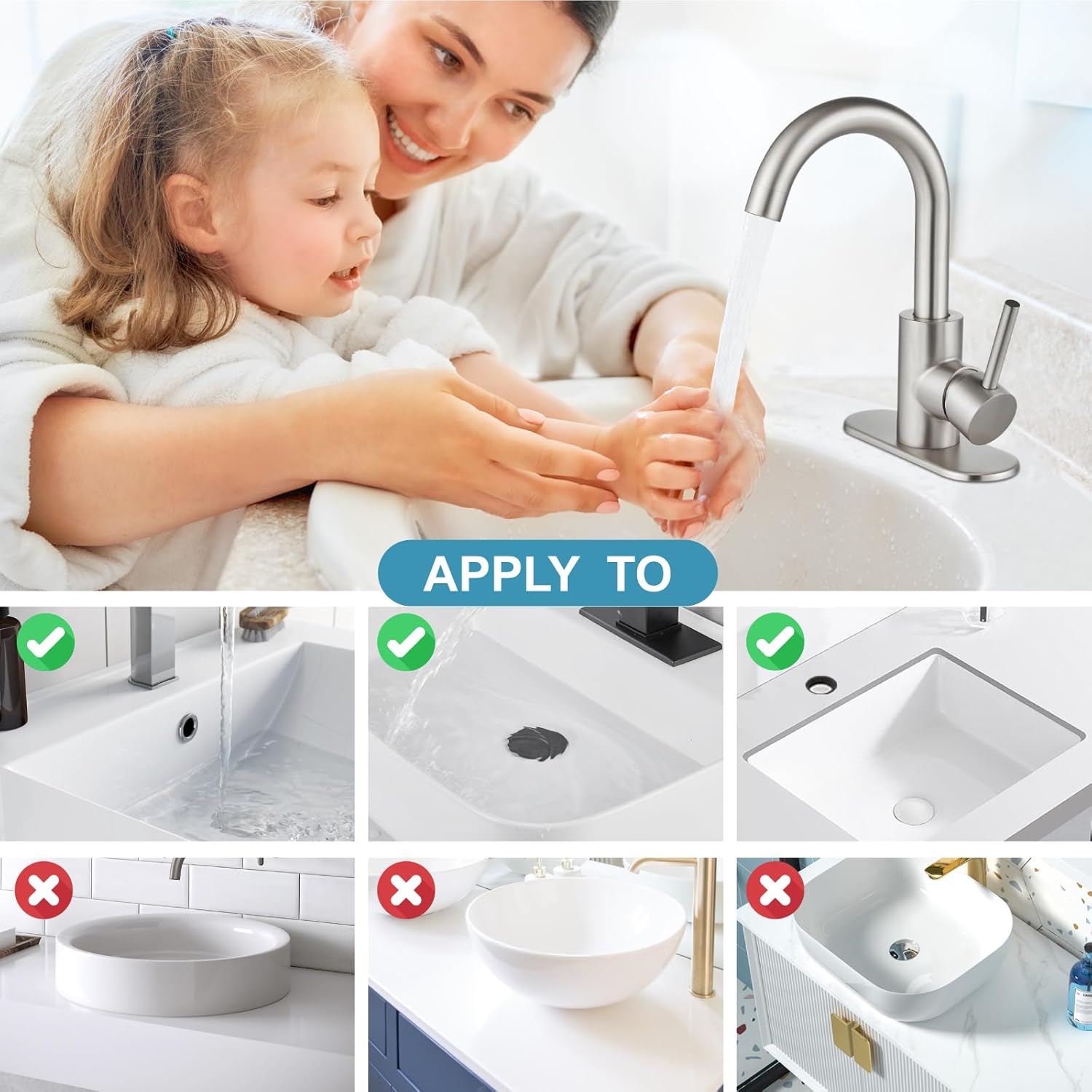 Midanya Brushed Nickel Wet Bar Sink Faucet Farmhouse RV Vanity Lavatory Faucet with Brushed Nickel Single Handle Slotted Waterfall Bathroom Sink Faucet