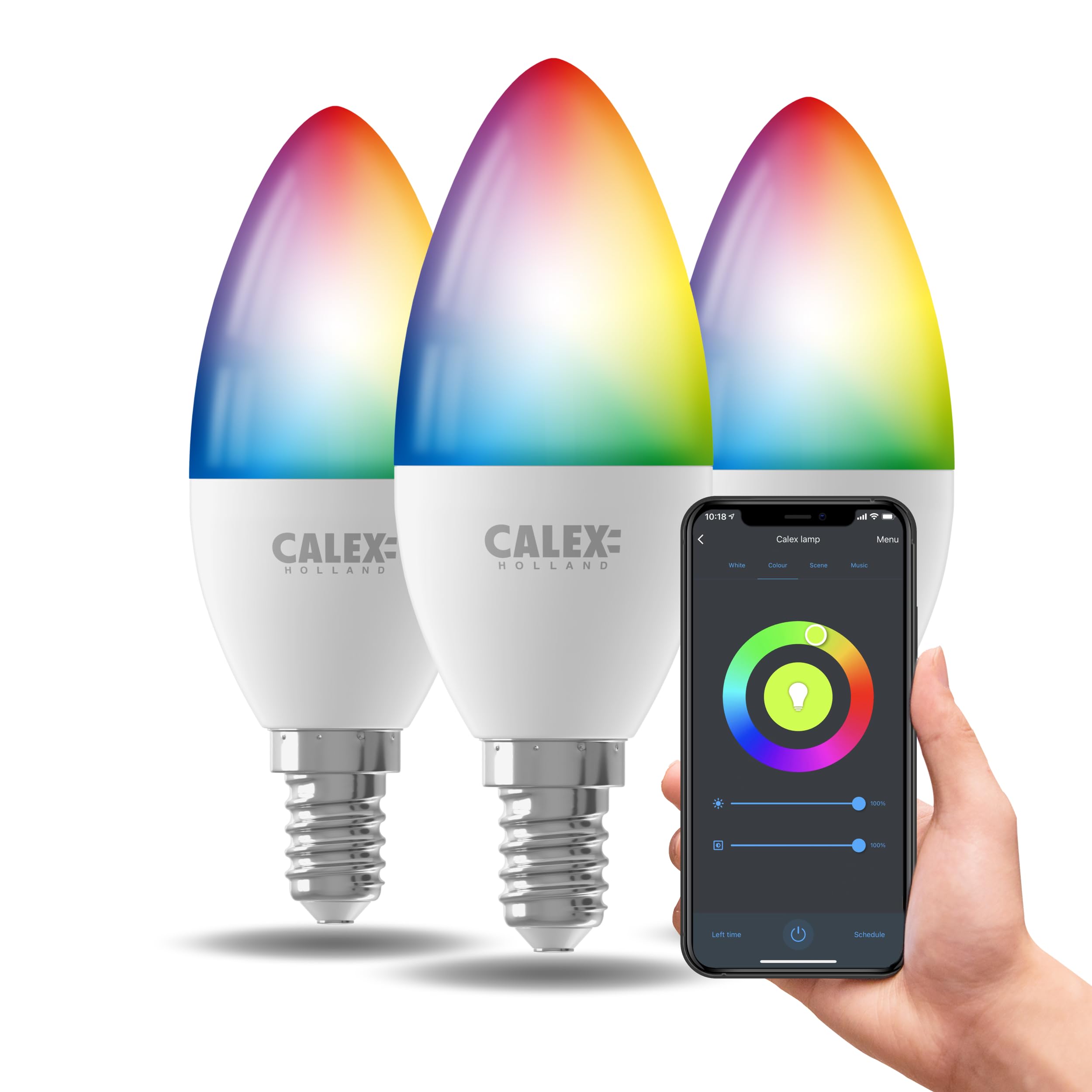 CALEX - Smart LED Bulb E14, 3-Pack, WiFi LED Candle Bulb, RGB, App and Works with Amazon Alexa and Google Home, 5W — image 1