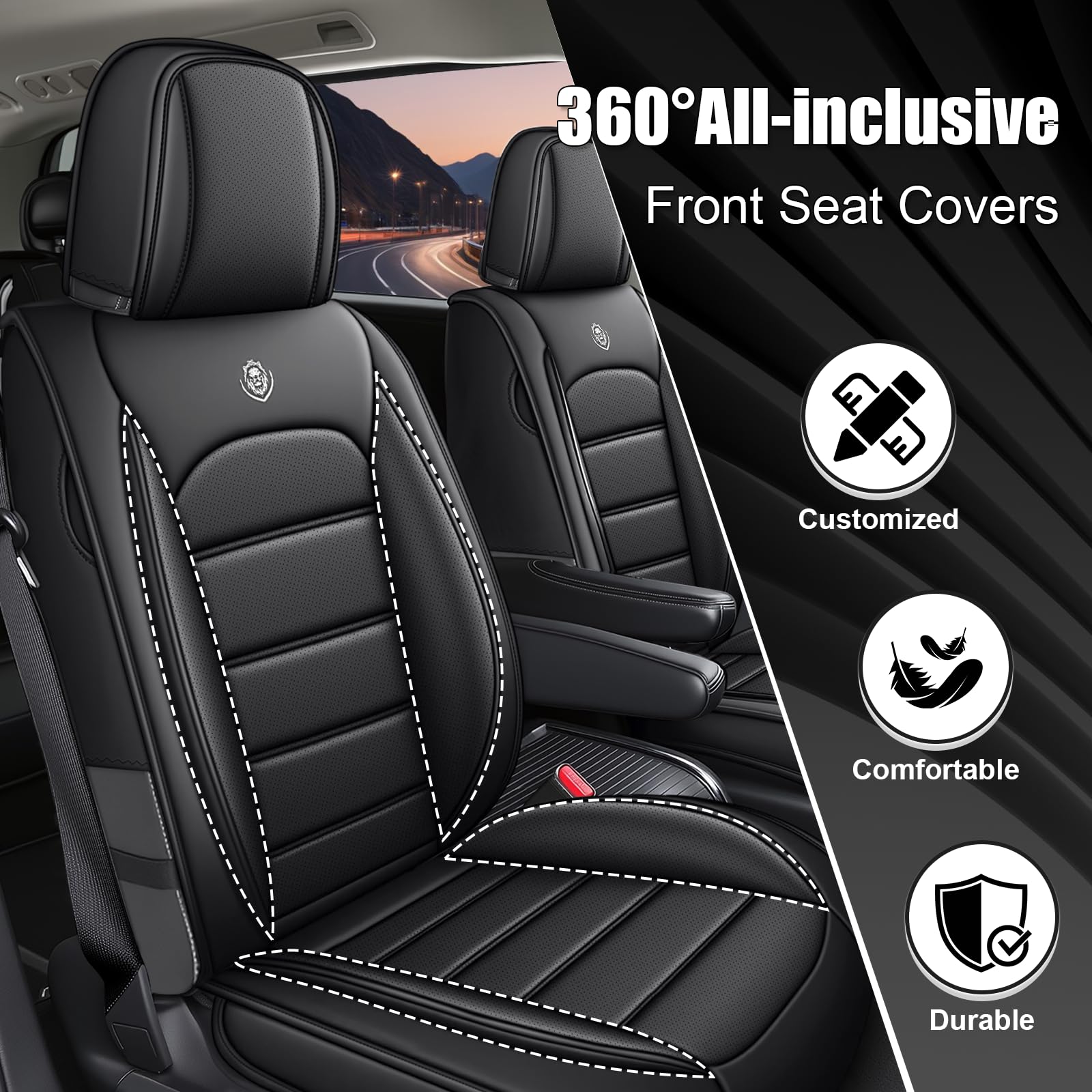 7 asientos para Ascent 2019-2026, fundas de asiento de cuero impermeables, transpirable, cobertura completa, compatible con airbag y reposabrazos, juego completo de fundas de asiento, color