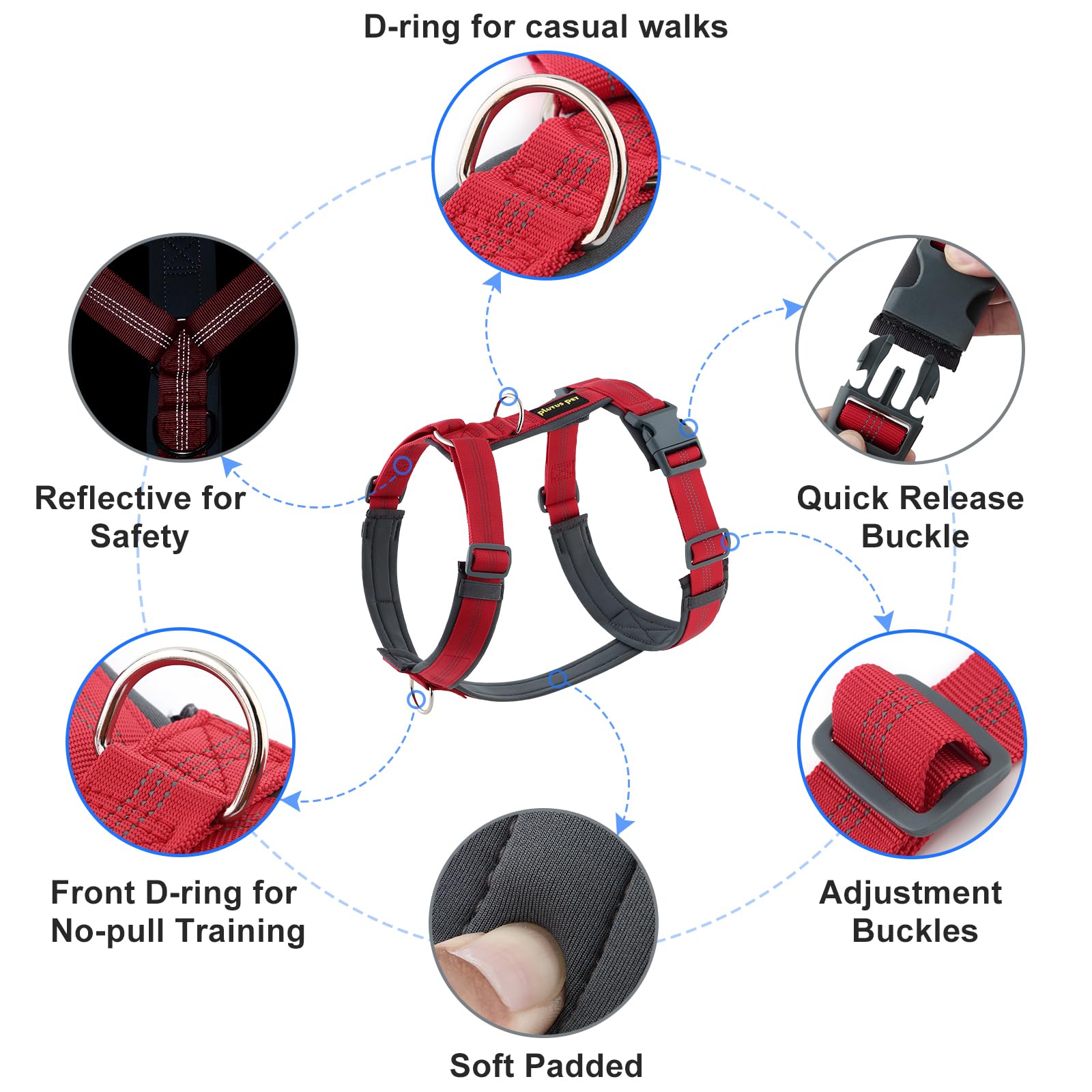 Plutus Pet No Pull Dog Harness, Adjustable Nylon Harness with Soft Padding - Image 2
