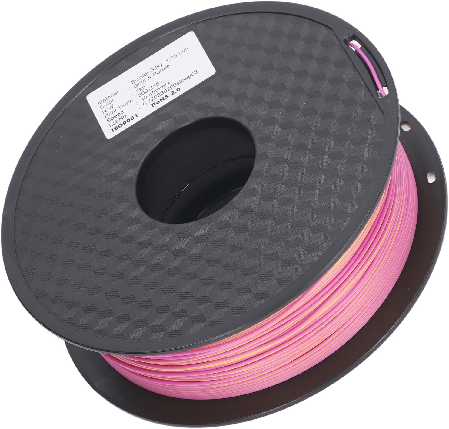 1.75mm PLA Filament, High Definition Resolution No Warp Gold Purple 200-215℃ Printing Temperature Two Color Filament 3D