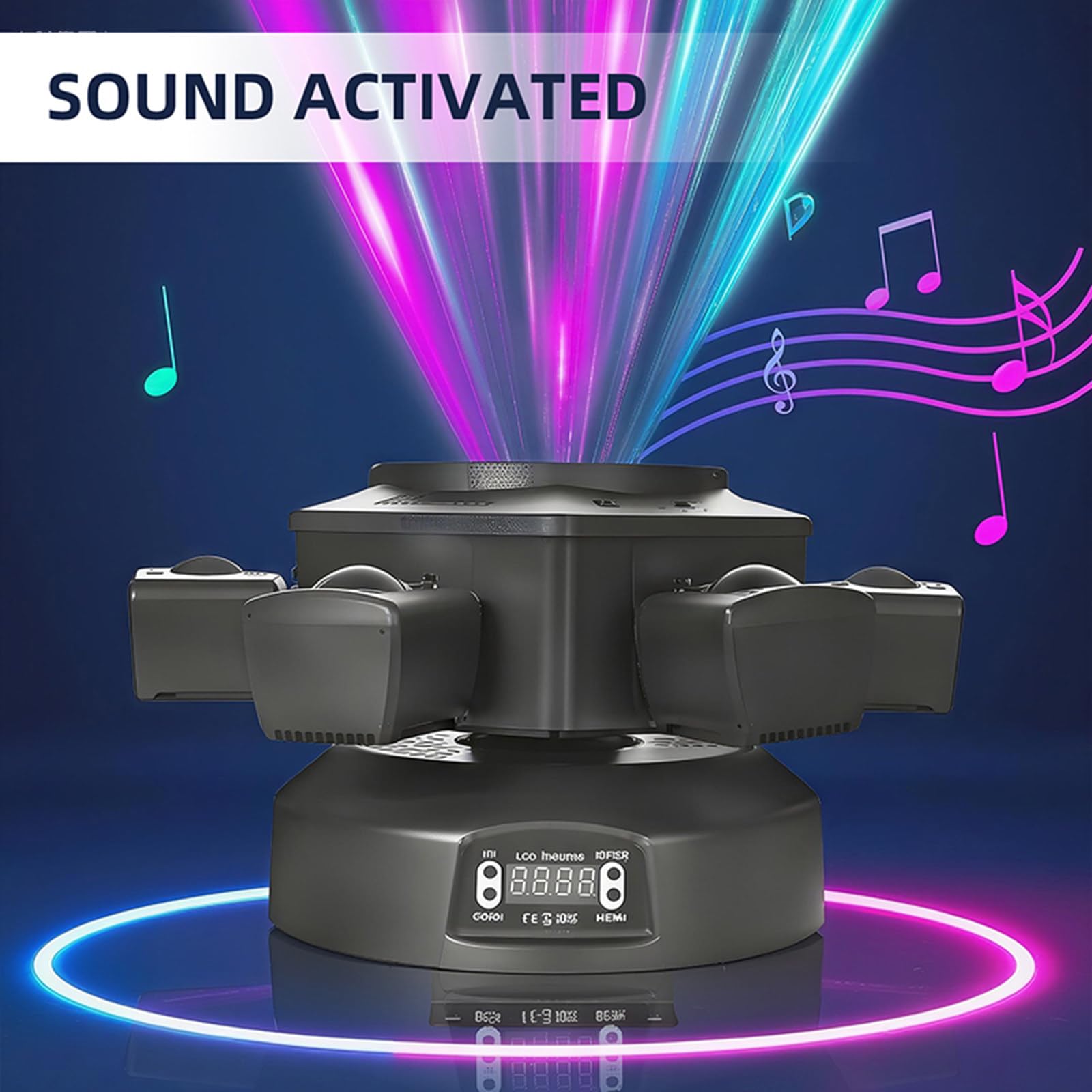 Faro a Testa Mobile a 6 Bracci, Cambio Colore Dinamico, Fascio LED Rgbw, Effetto Strobo Laser, Luce Da Palcoscenico Dmx, Effetto Rotante per Dj, Discoteche, Feste, Bar, Matrimoni, Festival Ed Eventi