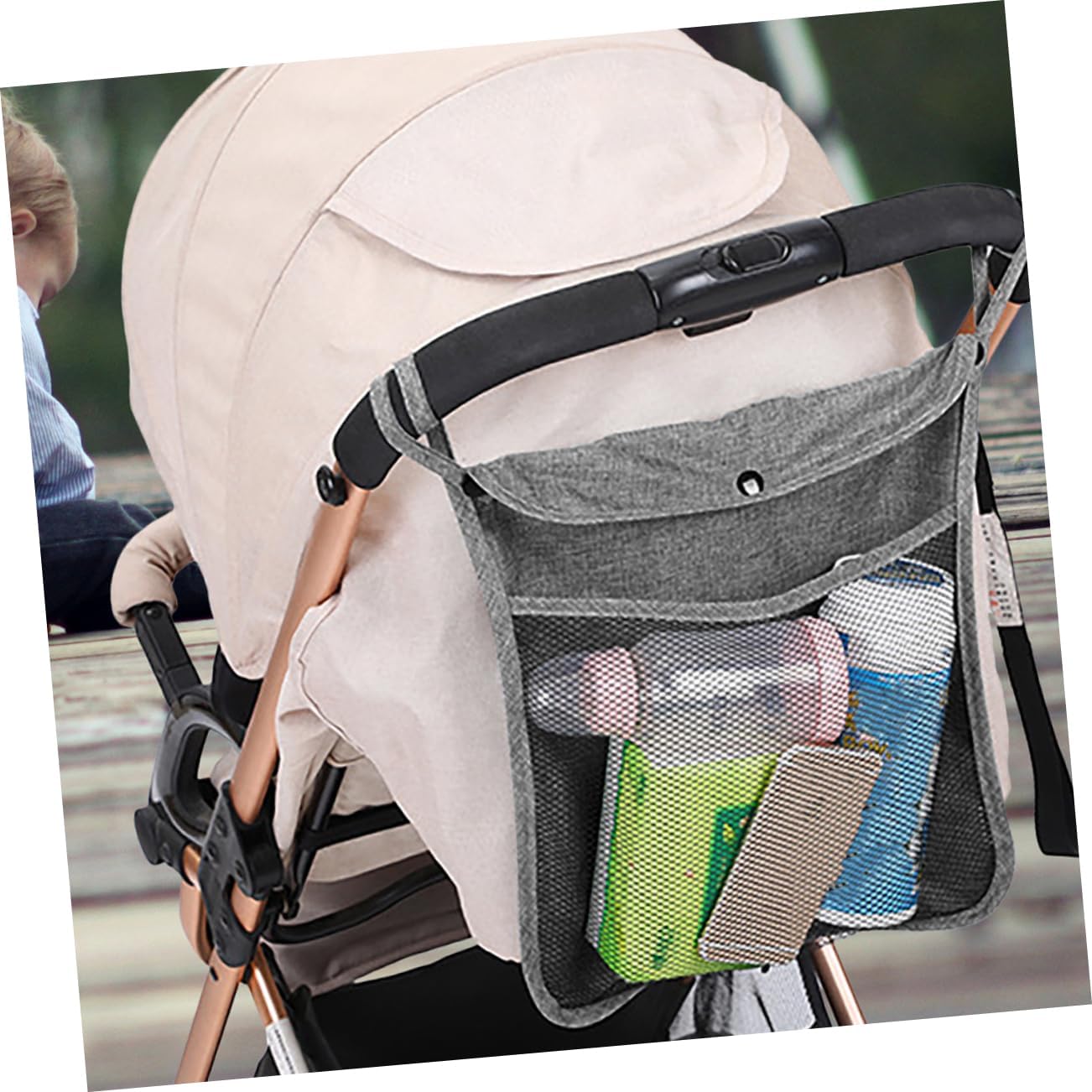 MERRYHAPY 2pcs Fine Mesh Stroller Side Storage Portable Stroller Organizer Diaper Bag Multipurpose Travel Bag