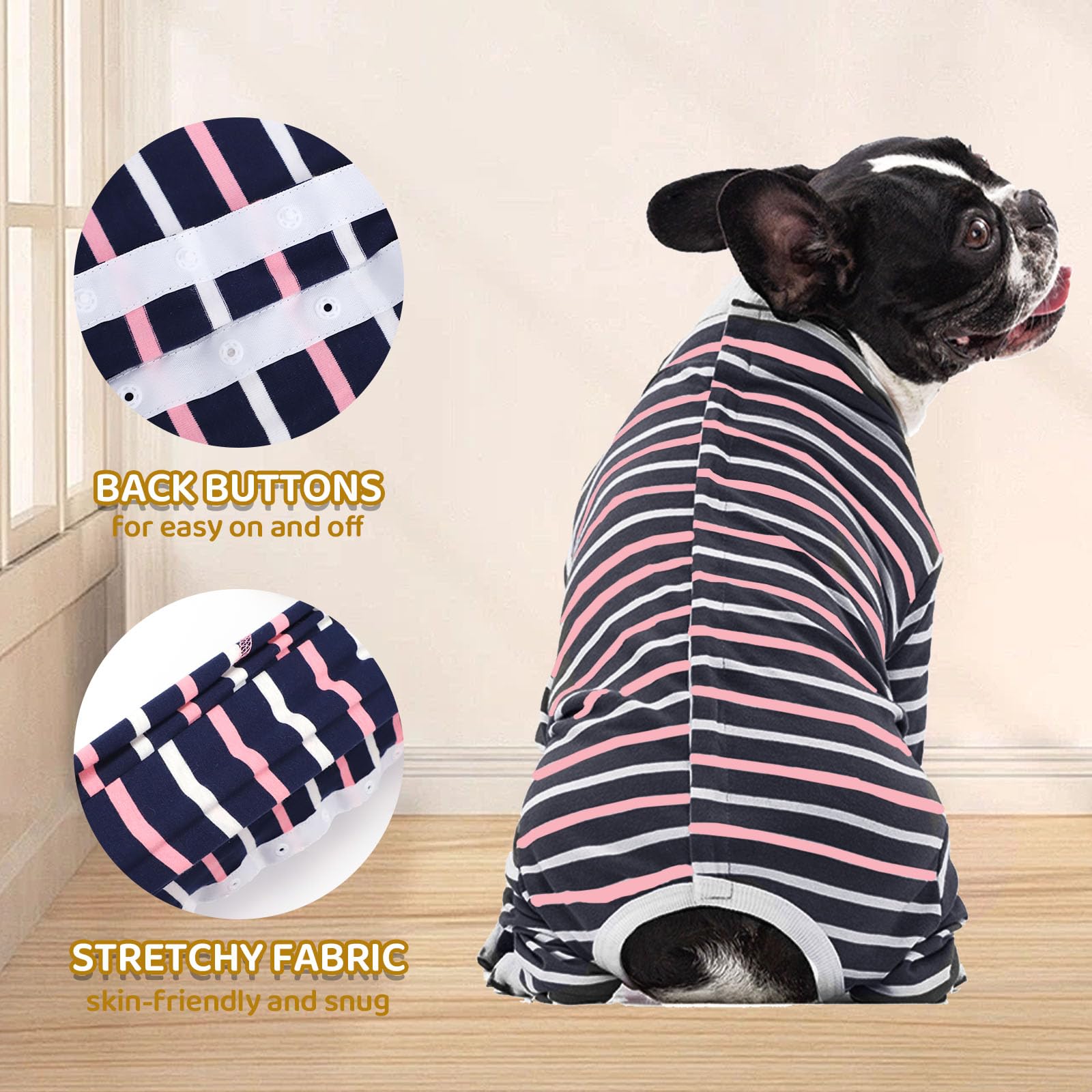 Dog Surgery Recovery Suit Protecting Wounds and Preventing Infection,Medical Suit for Female/Male,Dog Onesie Pyjamas for Medium and Small,Medical Pet Shirts (navy - Image 2