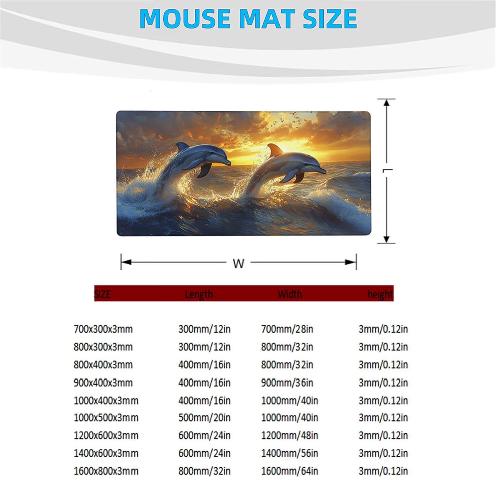Gamingowa podkładka pod mysz XXL, delfin, zwierzęta, 120 x 60 x 0,3 cm, wodoodporna, antypoślizgowa podkładka na biurko, poprawia precyzję i prędkość, akcesoria gamingowe na biurko, model 03138
