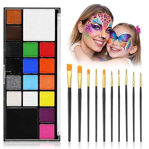 Face Body Paint Kit for Kids Adults-Washable 18 Colors Face