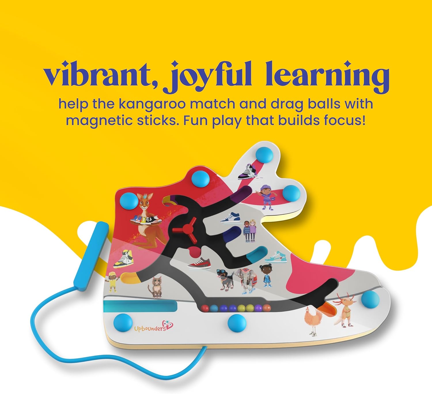 Upbounders® My Clever Kicks Busy Board - Montessori Magnetic Color Matching Toy for Toddlers | for Little Kids | Ages 18 Months and Up
