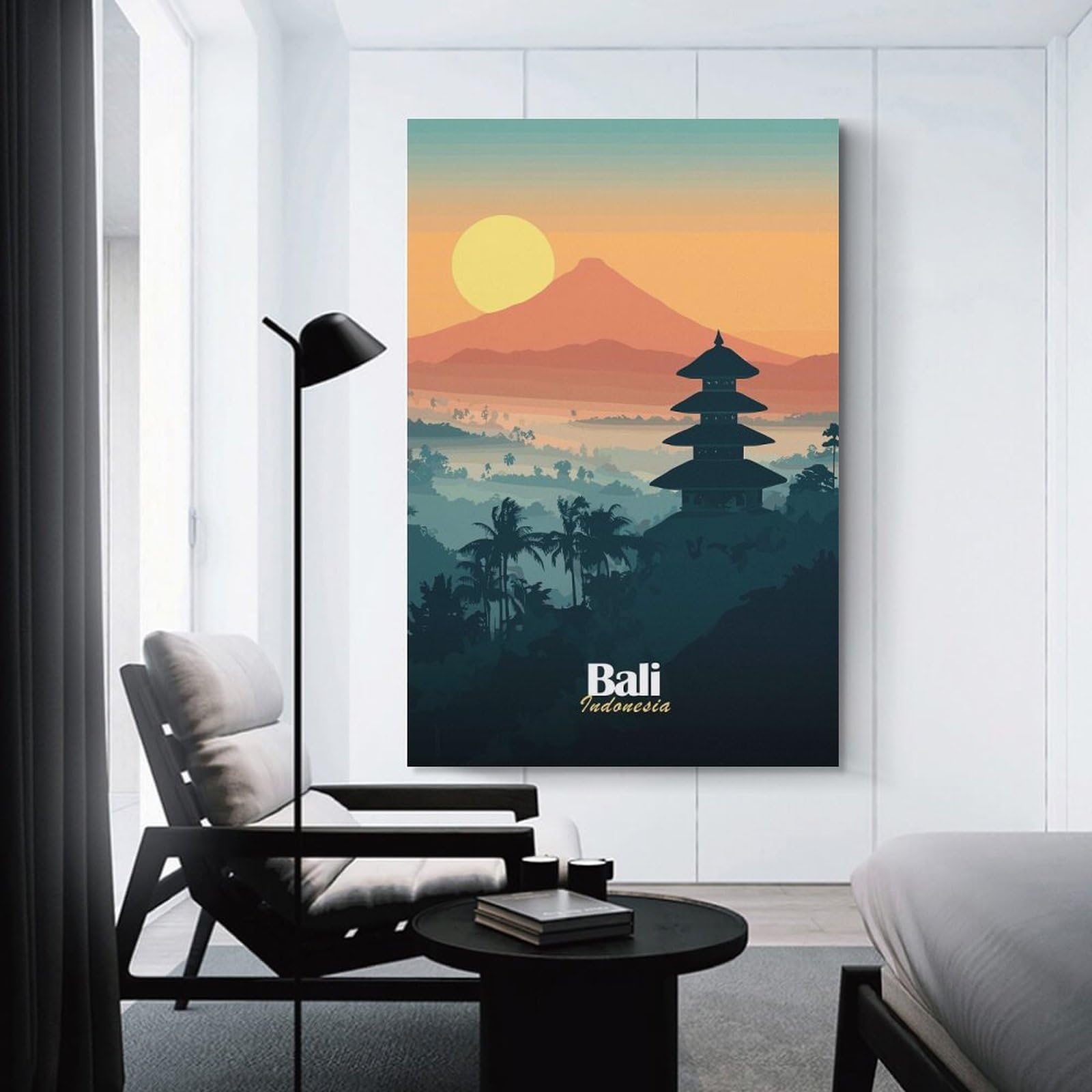 Junmoney Wall Picture Print Bali Sunset Landscape, 24x36inch(60x90cm), for Living Room, Lounge Or Sitting Room, Modern Wall Decor for Cosy Interiors