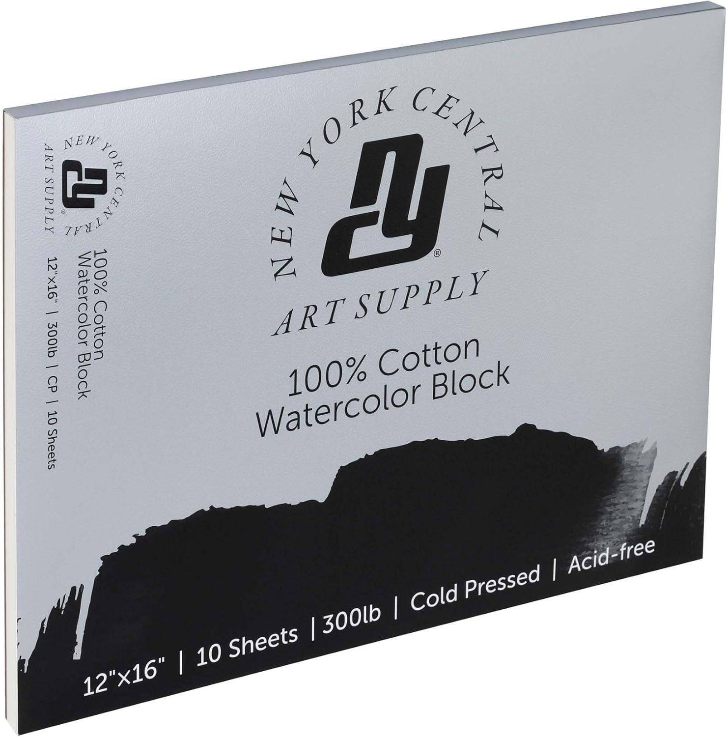 New York Central Watercolor Block, 300 lb Cold Press 12"x16", 10 Total Sheets, Archival Watercolor Paper for Artists, Gelatin Sized, Durable Water Color Paper, Suitable for Wet and Dry Media