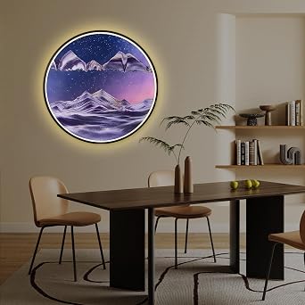 LED Wall Sconce with Moving Sand Art, 3D Deep Sea Sandscape Wall Mounted Lamps, 3 Color RGB Dimming USB Port Sand Art Liquid Motion, Touch&Remote Control Wall Decor Purple
