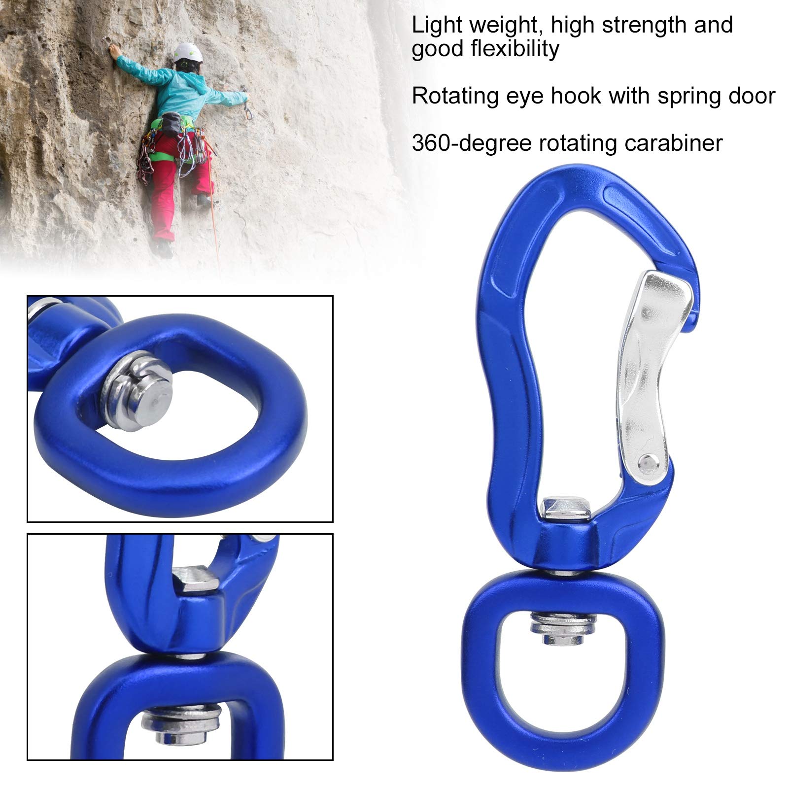 Moschettone Girevole Lixada 4KN 360° - 2 Pezzi, Alluminio 7075, Per Arrampicata, Campeggio, Cani - Foto 8