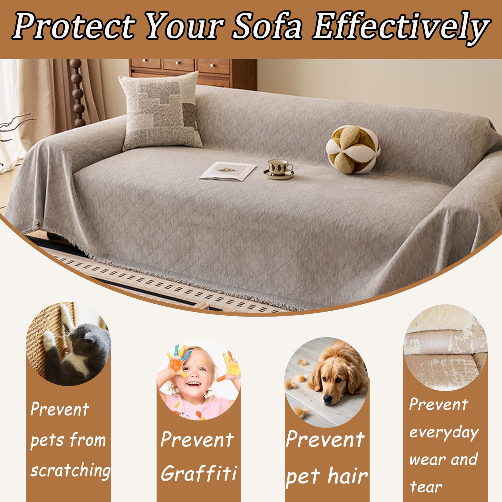 Plaid de Protection pour canapé pour Chiens et Animaux, Couverture en Chenille Douce et épaisse à Motif Losange pour canapé en 3 Coussins, Housse Lavable avec Franges Green 180x180cm/70.87x70.87in