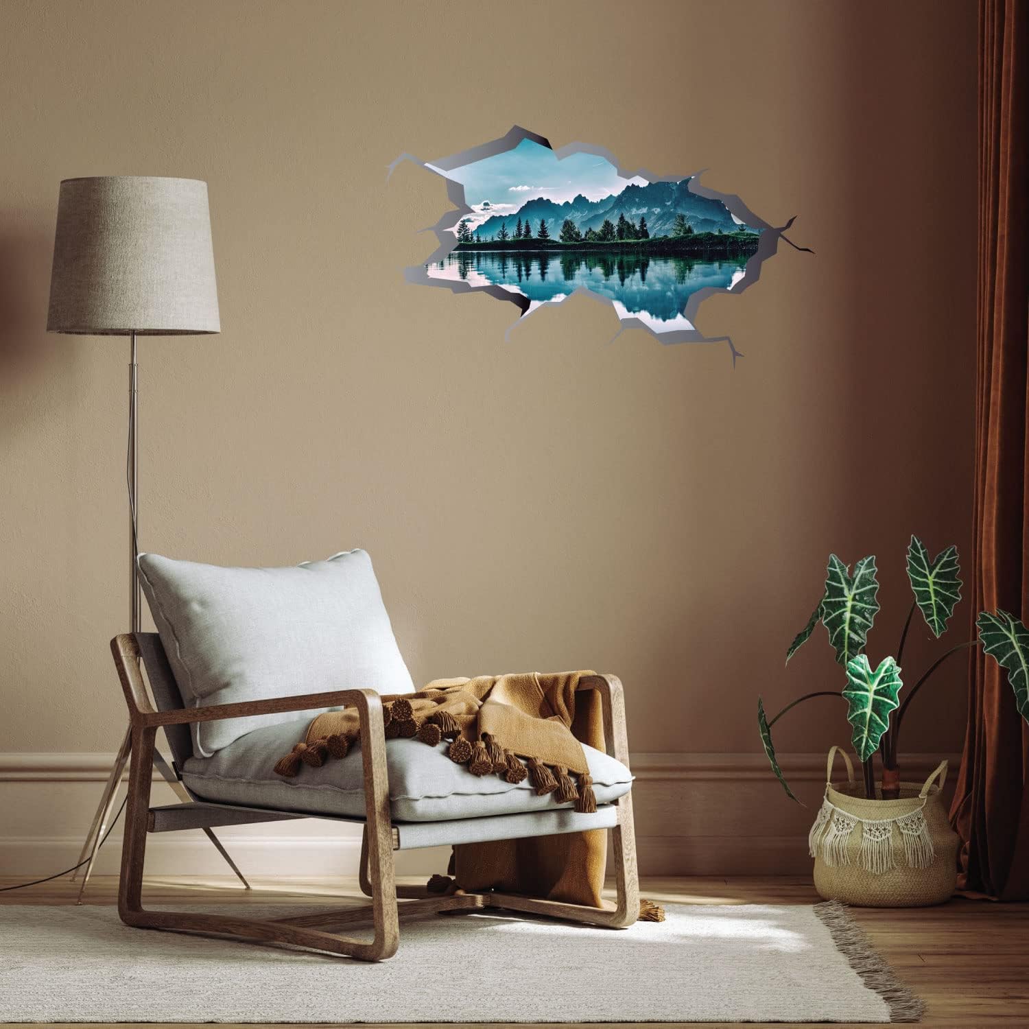 Lake Trees and Mountain 3D Art Wall Decal Vinyl Sticker nursery wall decal | Kids room décor | Nursery room decoration |Children's room decal |wall sticker | vinyl decal | Nursery wall art