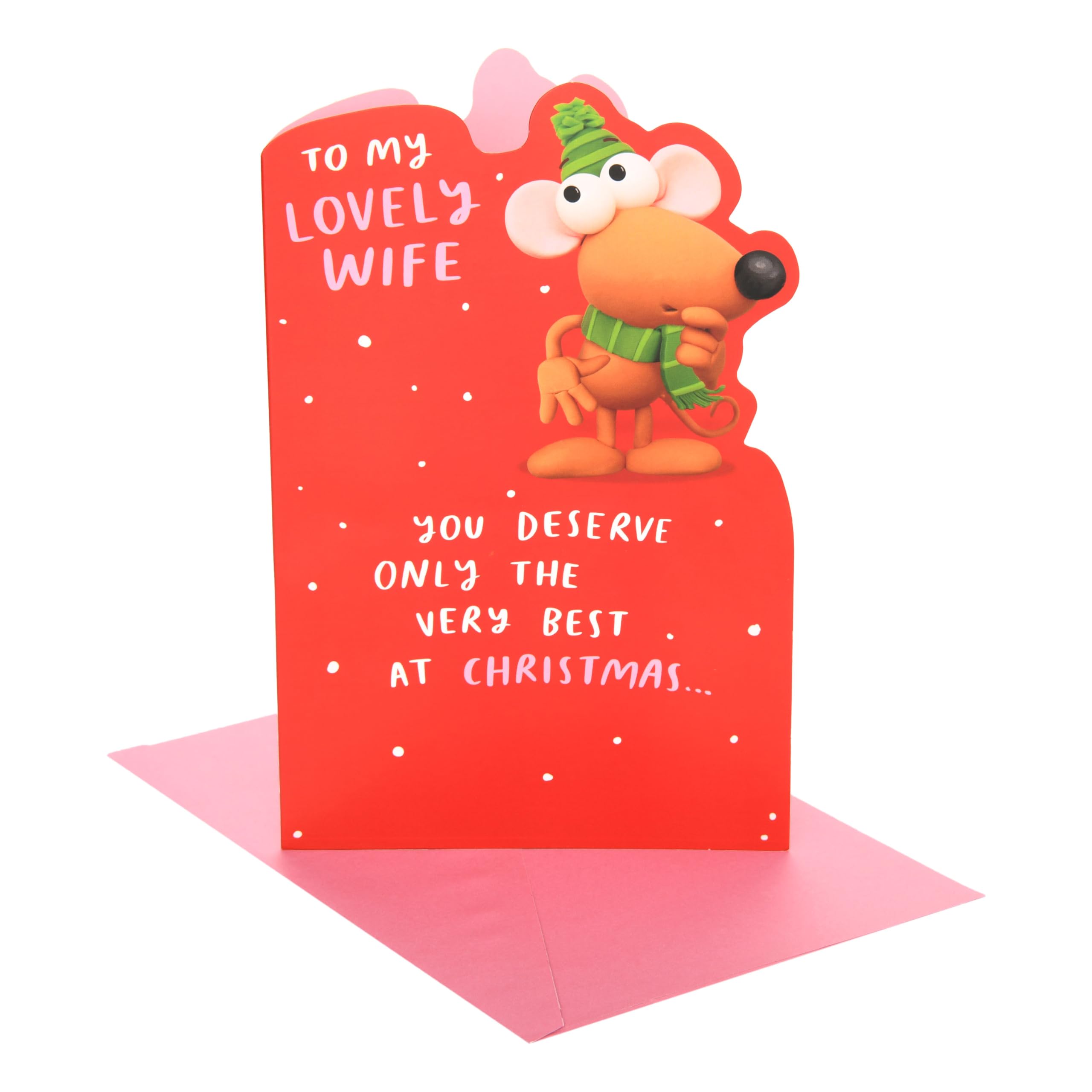 UK Greetings Christmas Card for Wife, Lovely Wife Mouse Pop-Up Design, Model 558755