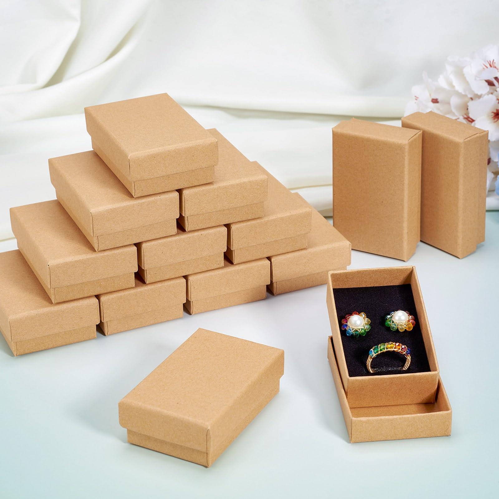 24 Pezzi Quadrati Rettangolari Cartone Set Di Gioielli Scatole Con Spugna Per Collana Anelli Orecchini Scatola Perline Forniture Confezione Regalo Colore Misto 24 Pezzi - Foto 9