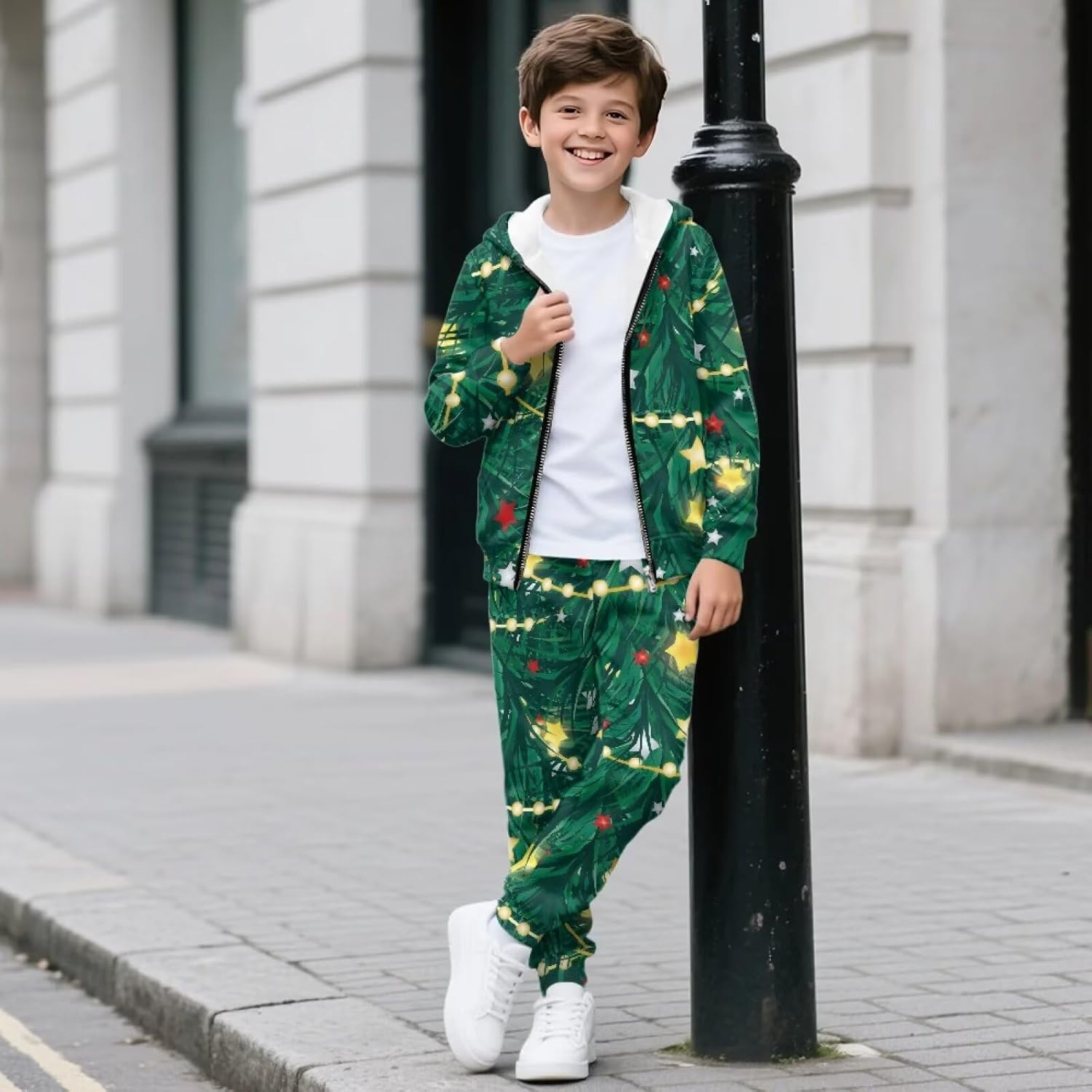 Sweatsuit for Girls Boys 2 Piece Outfits Tracksuit Full Zip Hooded Sweatshirt and Joggers Set for School Outdoor