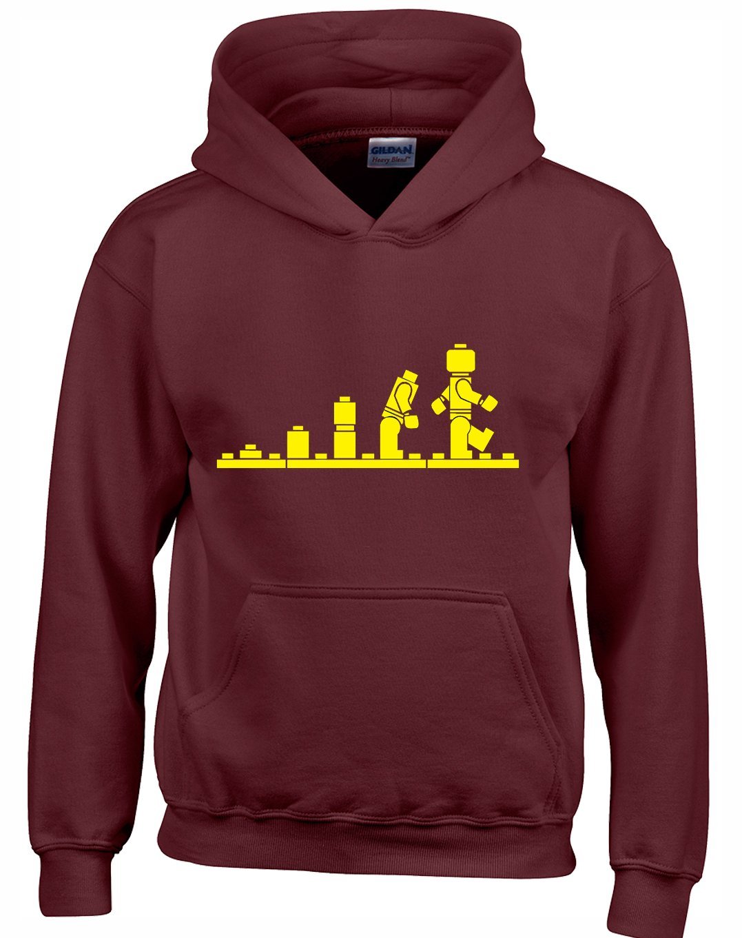 Crown Designs Evolution of Bricks Cool Funky Geek Nerd Gift Unisex Hoodies for Men, Women & Teenagers - Maroon/Large