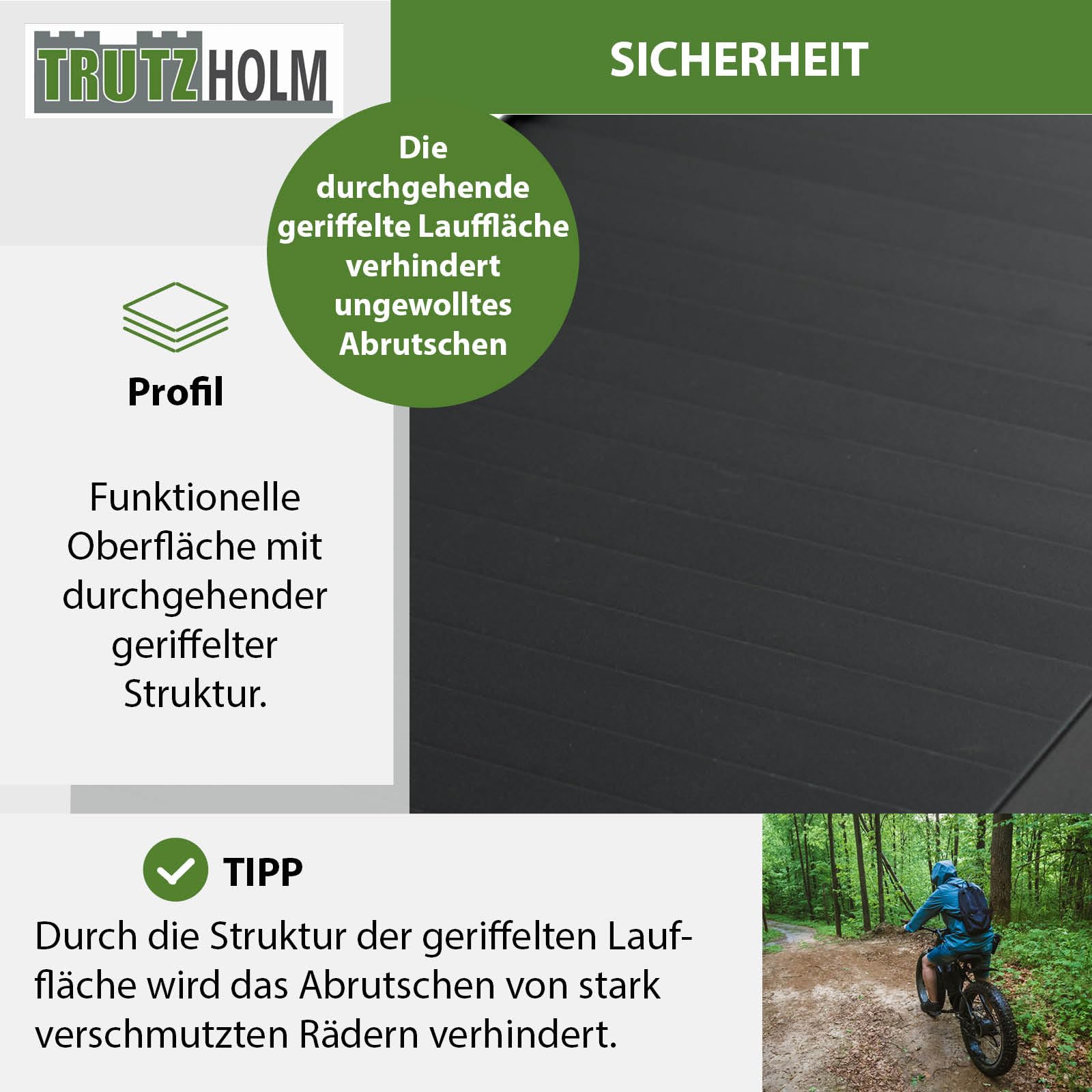 TRUTZHOLM 1x Auffahrrampe klappbar Aluminium Gesamtlänge 205 cm Traglast 340 kg geriffelte Oberfläche gummierte Auflage Rampe Motorradrampe Verladerampe inkl. Spanngurt in schwarz