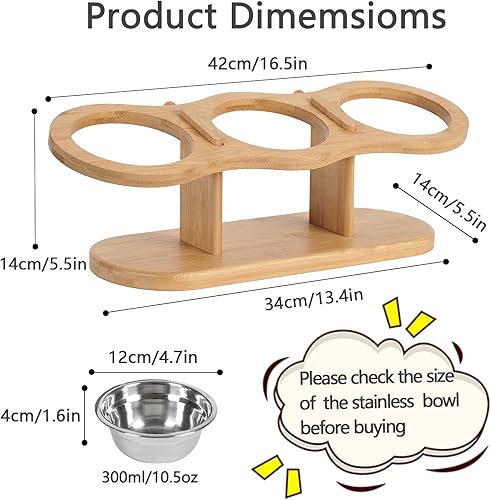 Vista 3 de Cuencos elevados para gatos, cuencos elevados de comida para gatos, cuencos inclinados en 15° para gatos, cachorros, perros pequeños, cuenco elevado