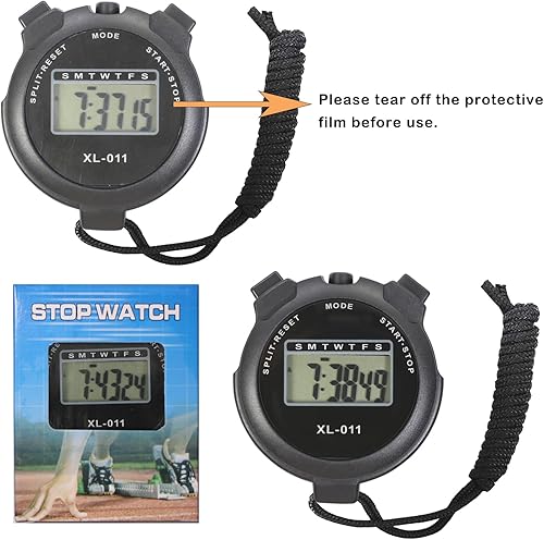 Miniatura 6 de Paquete de 6 cronómetros electrónicos digitales multifuncionales deportivos, pantalla grande con fecha y hora y función de alarma, entrenadores