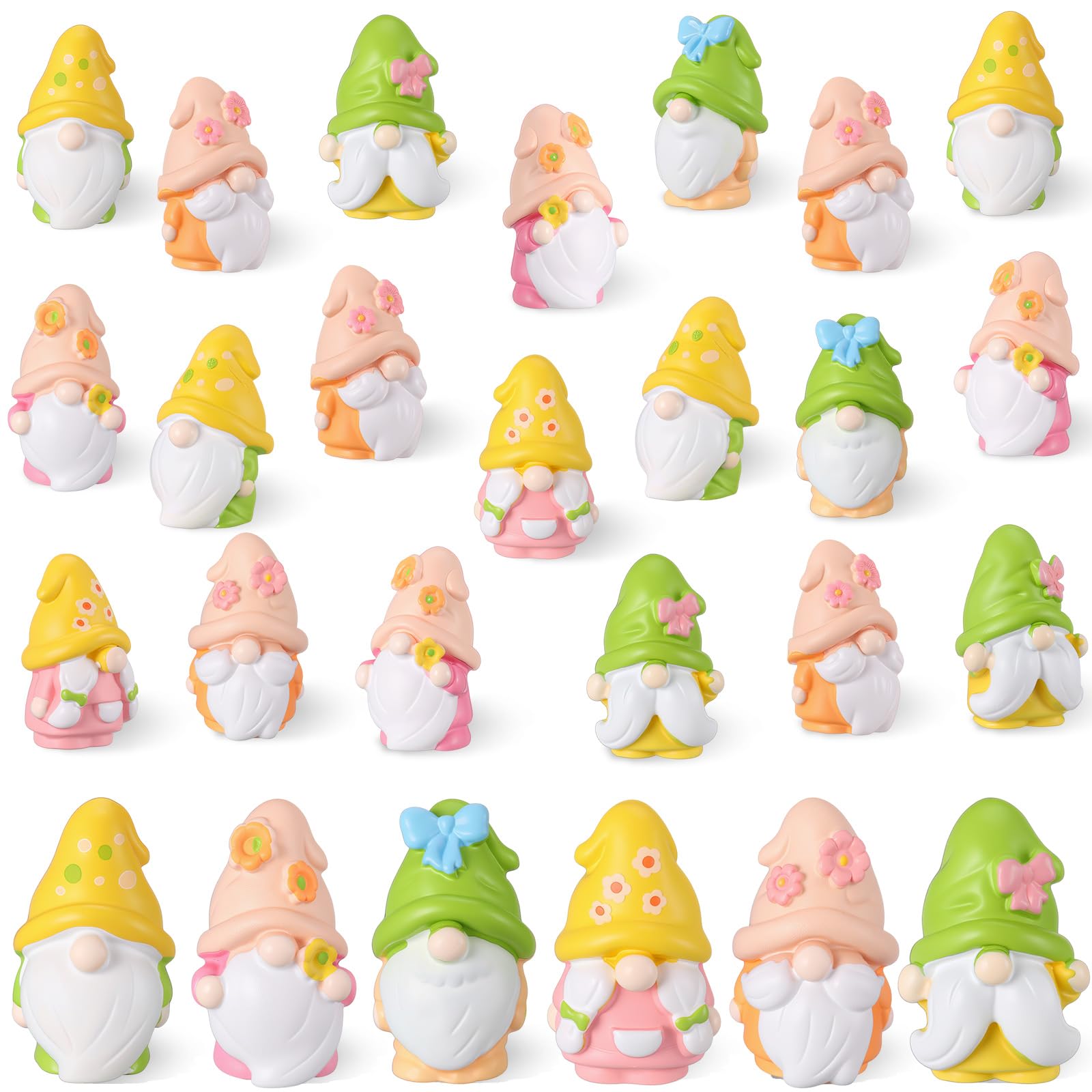 Geelin 90 Pcs Pastel Gnomes Bulk, Mini Resin Figurines for Crafts | Tiny Dwarf Decorations for Fairy Gardens, Plant Pots, Table Displays, for Hiding Games, DIY Projects, Party Favors