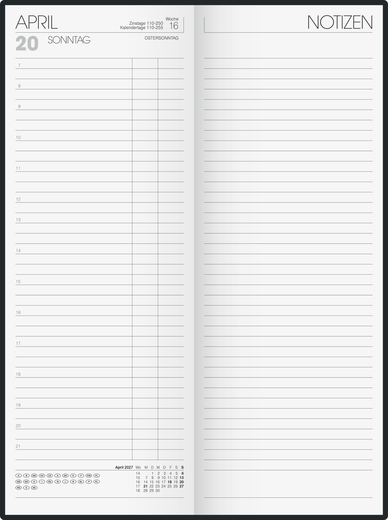 BRUNNEN Carnet de notes modèle 786 2027, 110 x 297 mm, en plastique, bleu