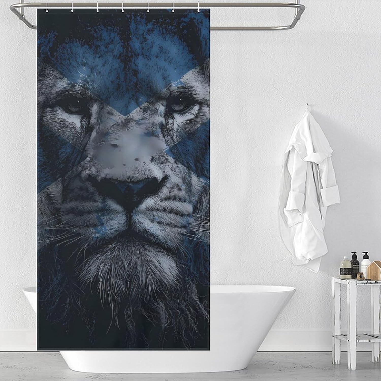 Scottish Flag with Lion Funny Shower Curtain for Bathroom 12 Hooks image 3