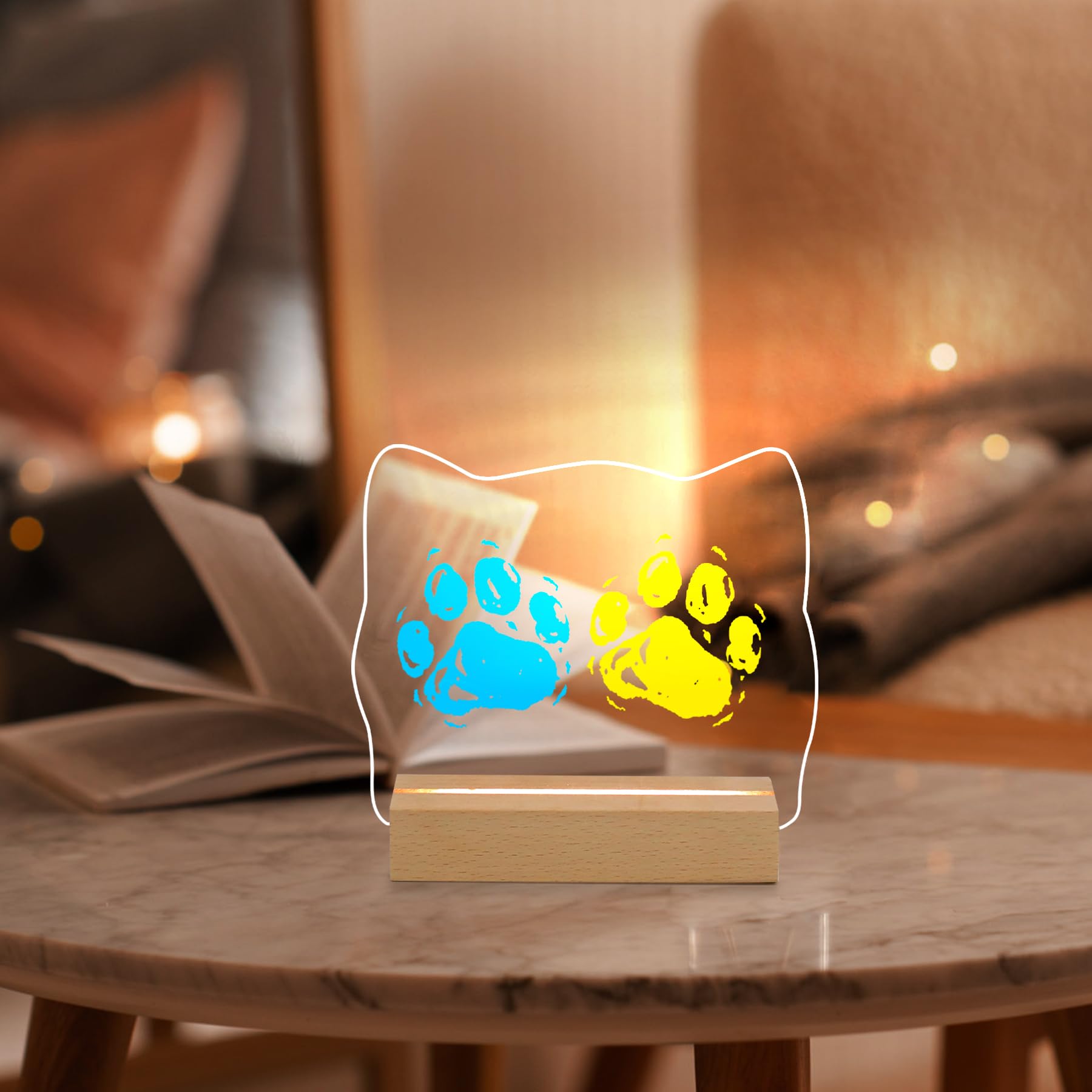 Pet Paw Print Kit with Print Impression Kit - Cat & Dog Owner Memorial Keepsake Gifts, Pet Memorial Gifts - DIY Paint Pet Pawprint Making Kit, Night Light Home Decor