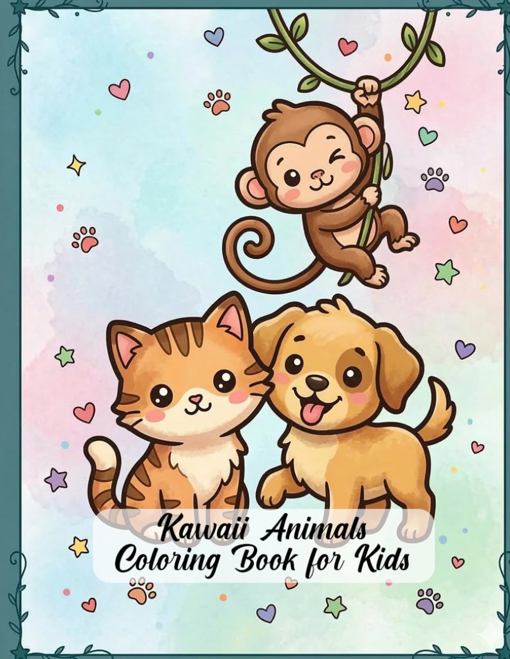 Kawaii Animals Coloring Book for Kids: Cute and Easy Animal Coloring Pages for Toddlers and Preschool Kids Ages 3-6 | Fun Kawaii Animals with Big Simple Lines