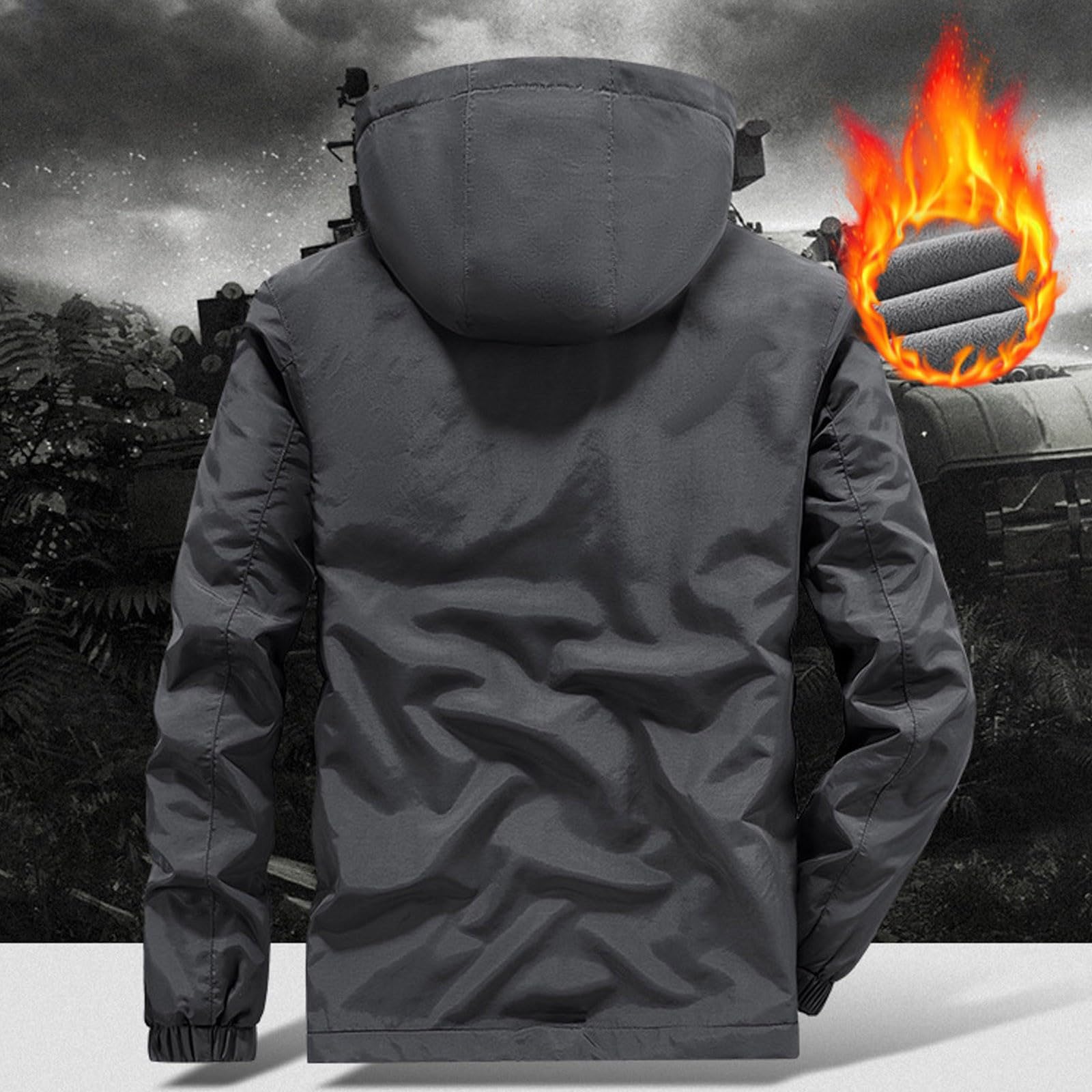 Genérico Cazadora Hombre Invierno Cazadoras Calor Grueso Color Liso con Cremallera Plumiferos CáLido Capucha Chaqueta Ligera Ropa Acolchada para uso diario
