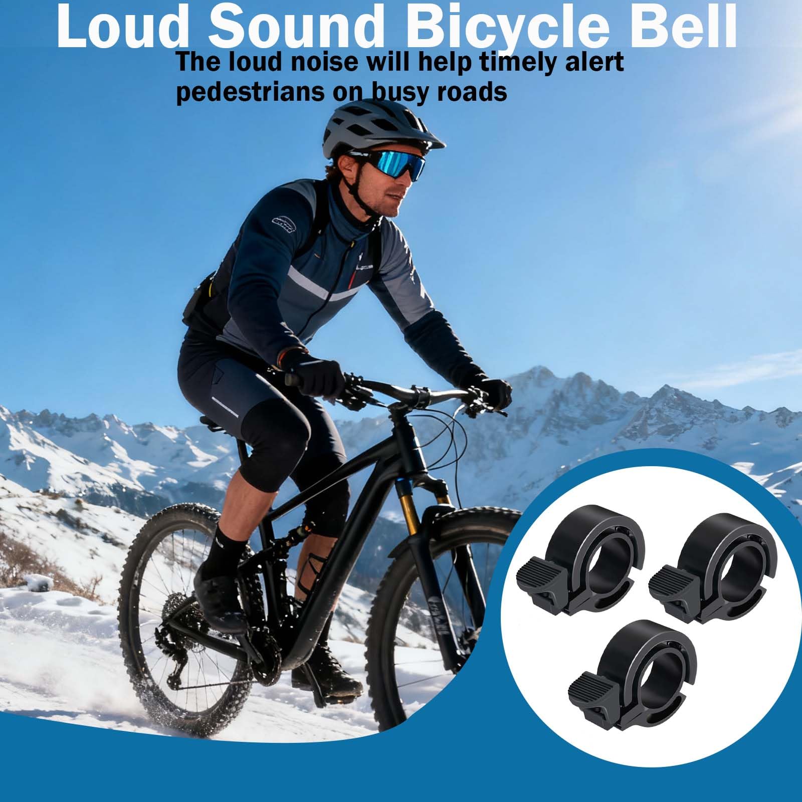Set di 3 Campanelli per Bicicletta da Mountain Bike, Campanello Universale O Invisibile, Suono Forte da 100 Db, Facile da Installare, Alluminio di Alta qualità, Ideale per Strade e Percors