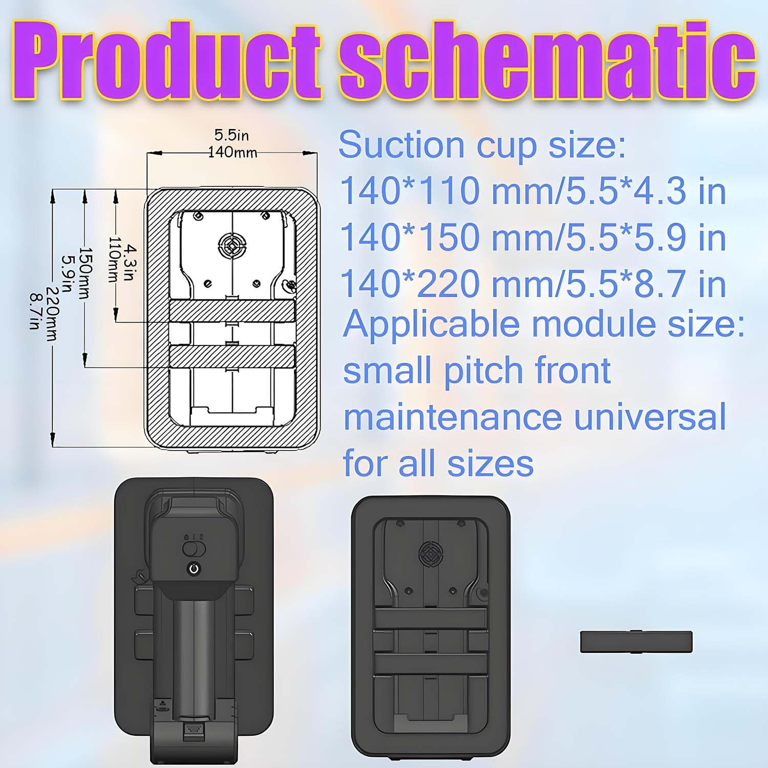 Levantador de succión de mano recargable para pantalla LED y pantalla curvada, mantenimiento frontal