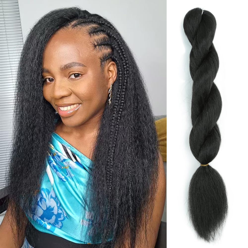 Kinky straight Vixen Crochet Bundles crochet hair16inch Natural Black Yaki Premium Synthetic Fibers for black women Hair Extension (1, 1B)