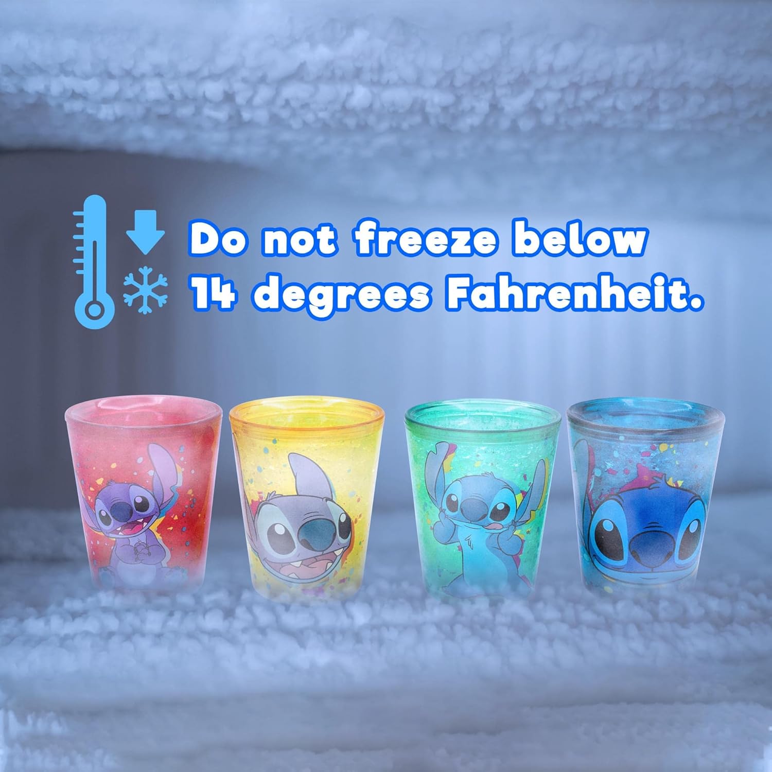 Disney Lilo & Stitch Faces 1.5-Ounce Plastic Freeze Gel Mini Cups, Set of 4 | Insulated Cooling Drinkware Chiller - Image 7