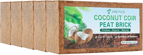 SERCTUCR Ladrillo de fibra de coco comprimido 100% orgánico premium con bajo equilibrio de EC y pH adecuado para plantas y hierbas hortícolas (5)