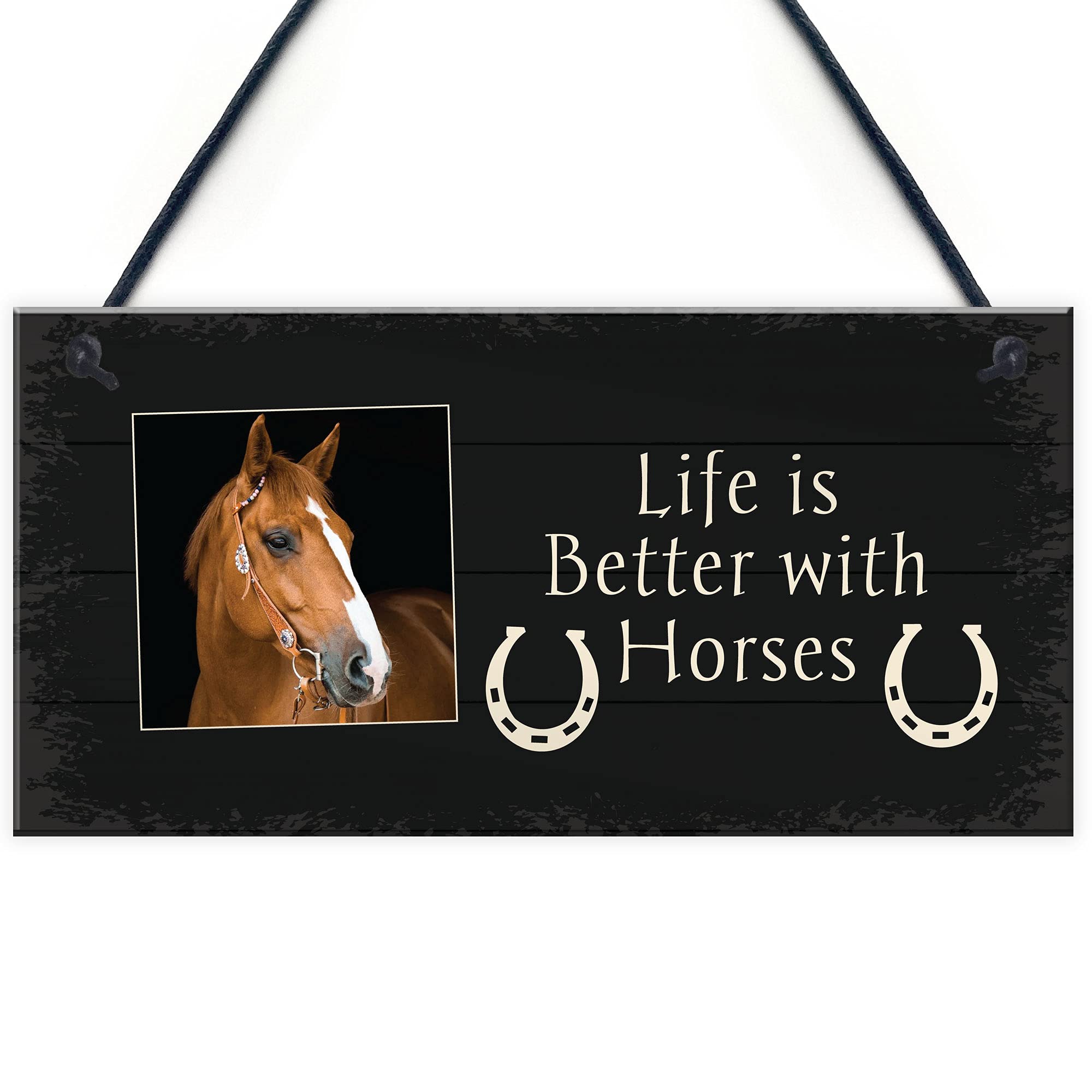 Life Better With Horses Hanging PERSONALISED Plaque For Stables Home Horse Lover Gift