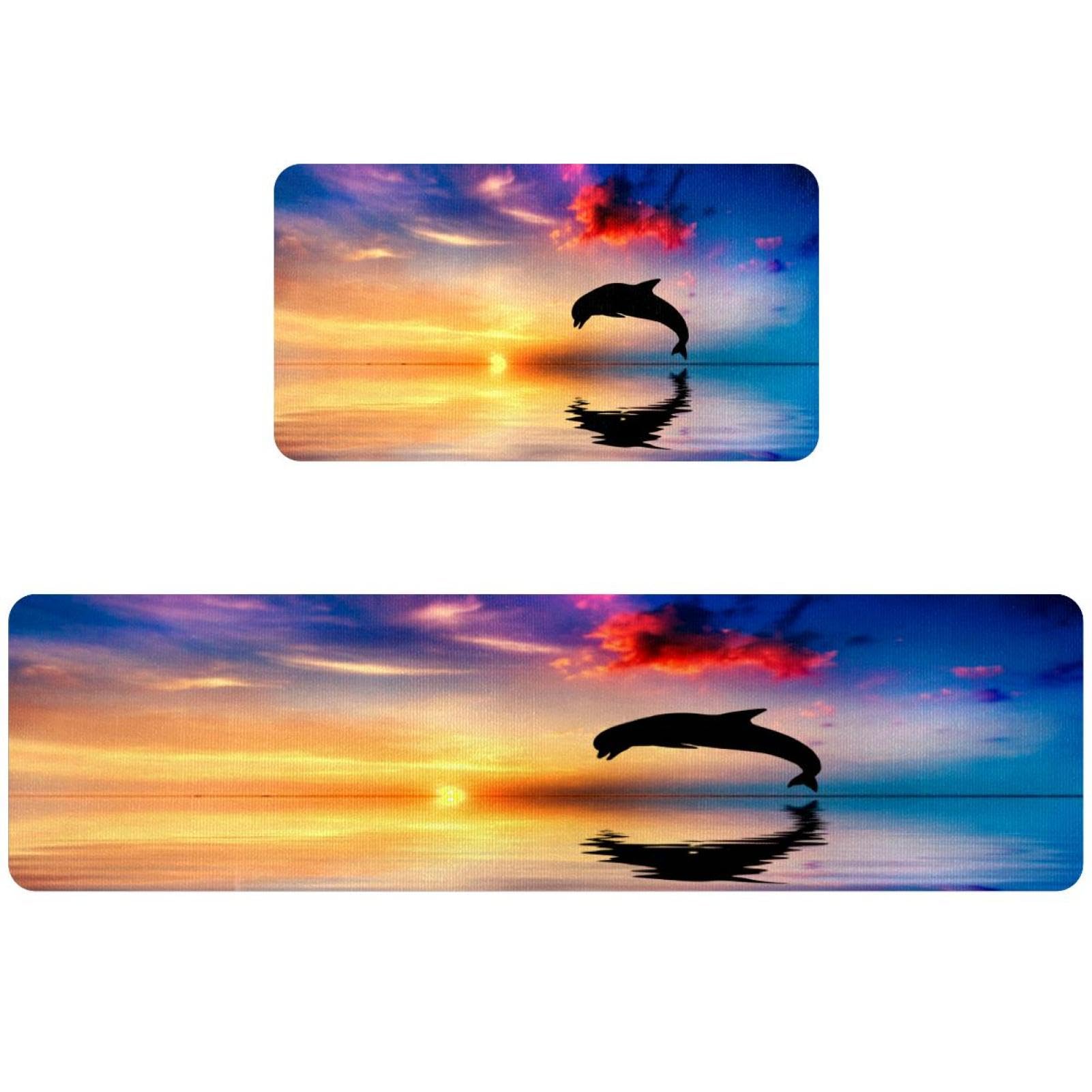 Tapis de cuisine antidérapants motif dauphin pour couloir et buanderie