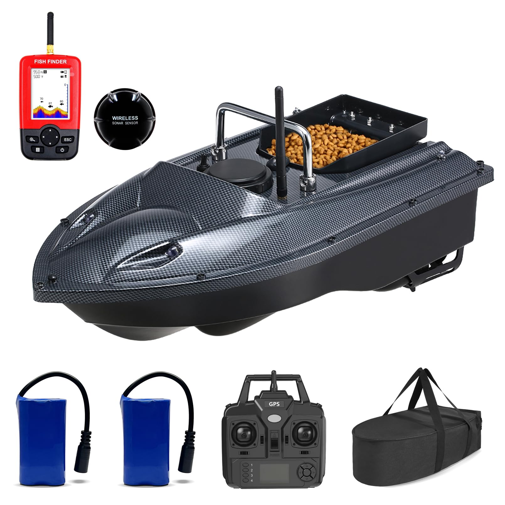 Fishing RC Boat - GPS Remote Control Fishing Bait Boat Fish Finder,Boat with Fish Finder