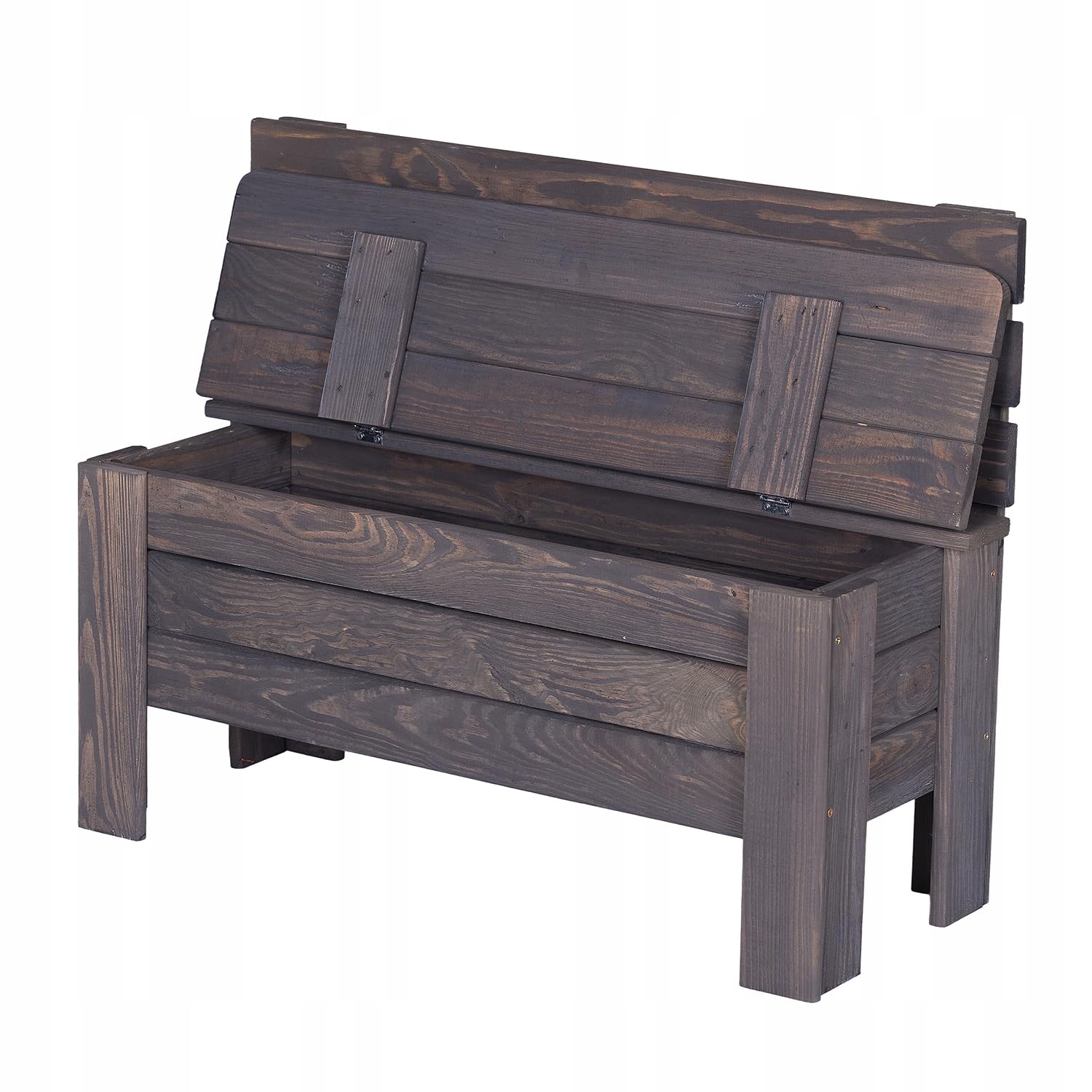 Cassapanca Giardino 71x54x29 cm Grigio 111 L Legno Di Pino Massello Box Cuscini Esterno Baule Portaoggetti Per Mobili Outdoor