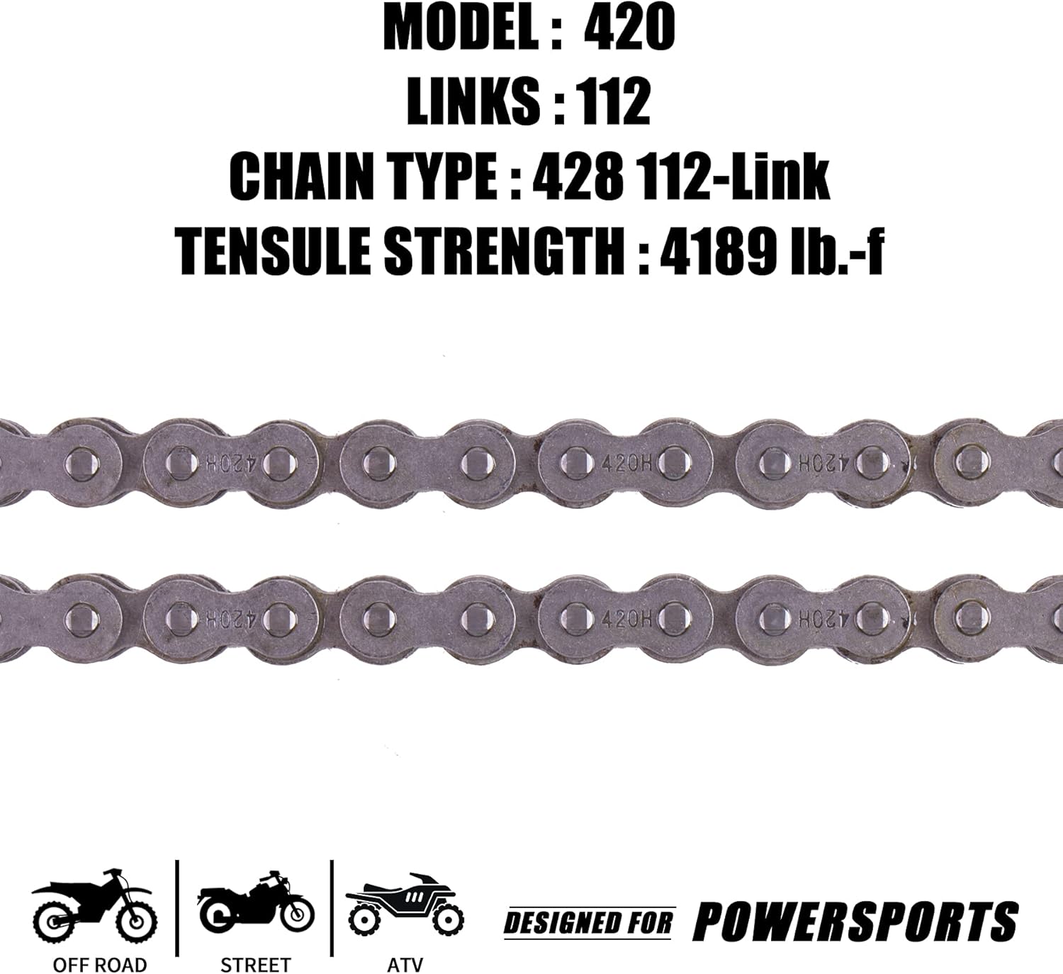 420H Motorcycle Chain+ Chain Breaker,92-Link Heavy Duty Drive Chain
