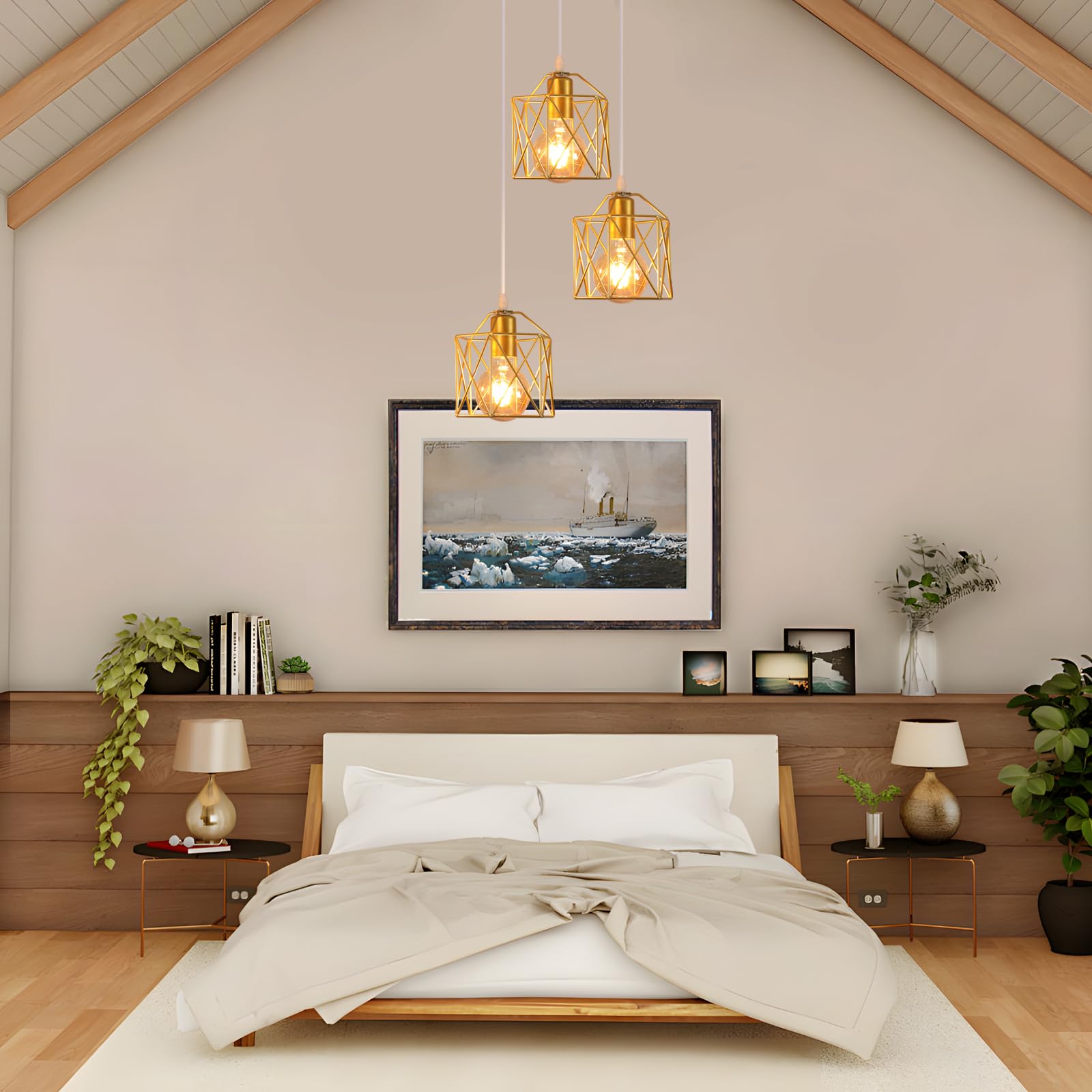 Lampadario a Sospensione Moderno, 3 Luci E27 Lampada da Soffitto Vintage