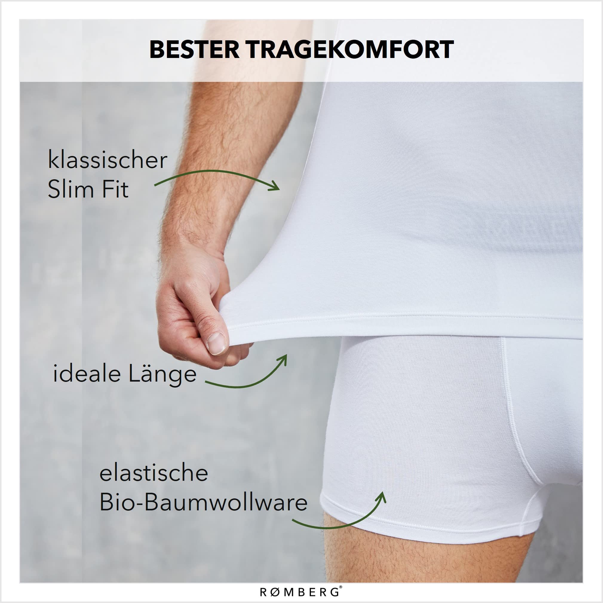Romberg Herren Unterziehshirt mit Rundhals, 3er Pack aus nachhaltiger Bio-Baumwolle (GOTS Zertifiziert)