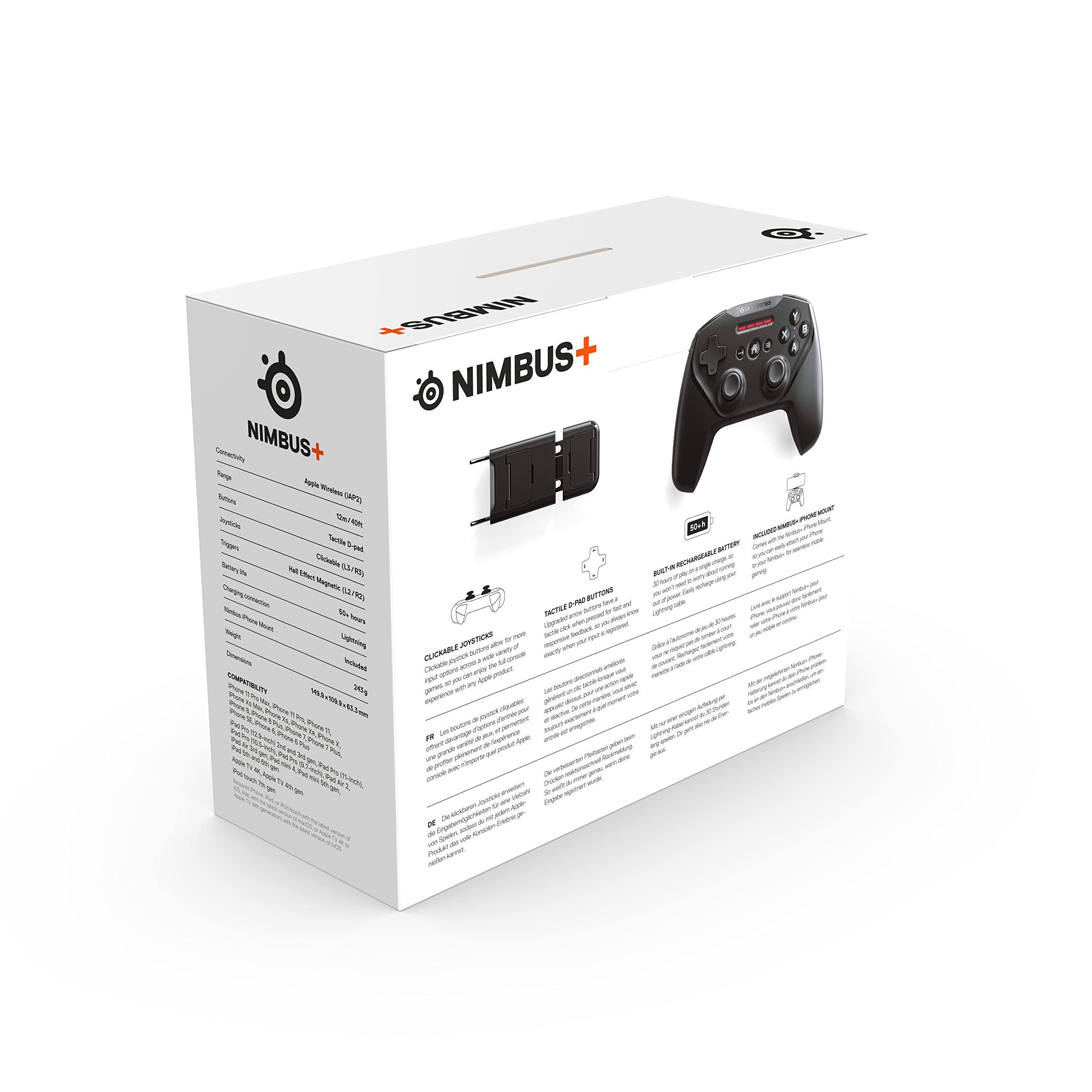 SteelSeries Controller di gioco wireless Nimbus+ - ricaricabile - per iPhone, iPad, iPod e Apple TV