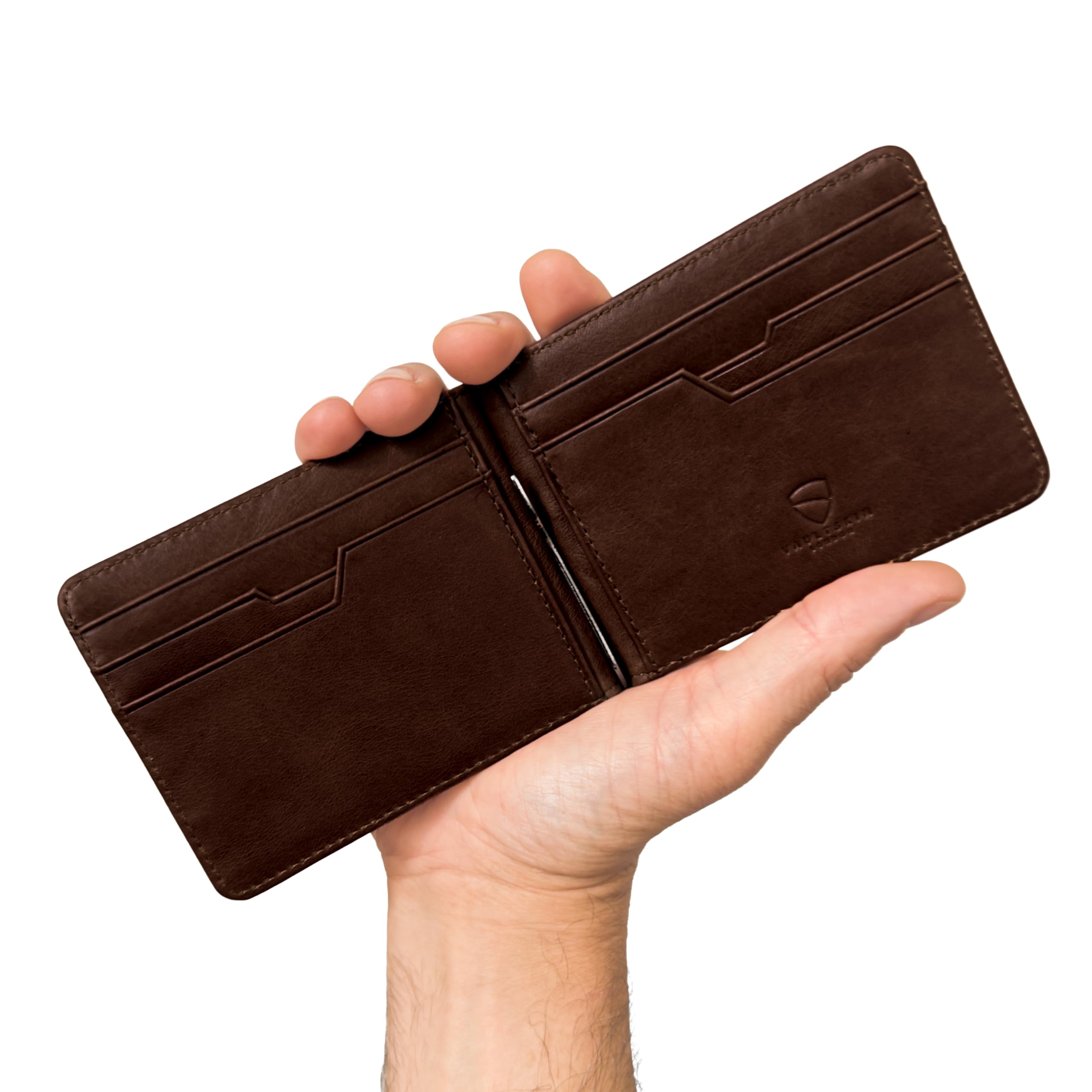 Vaultskin Brompton Slim Wallet Herren, Geldklammer, Leder, RFID (Braun)