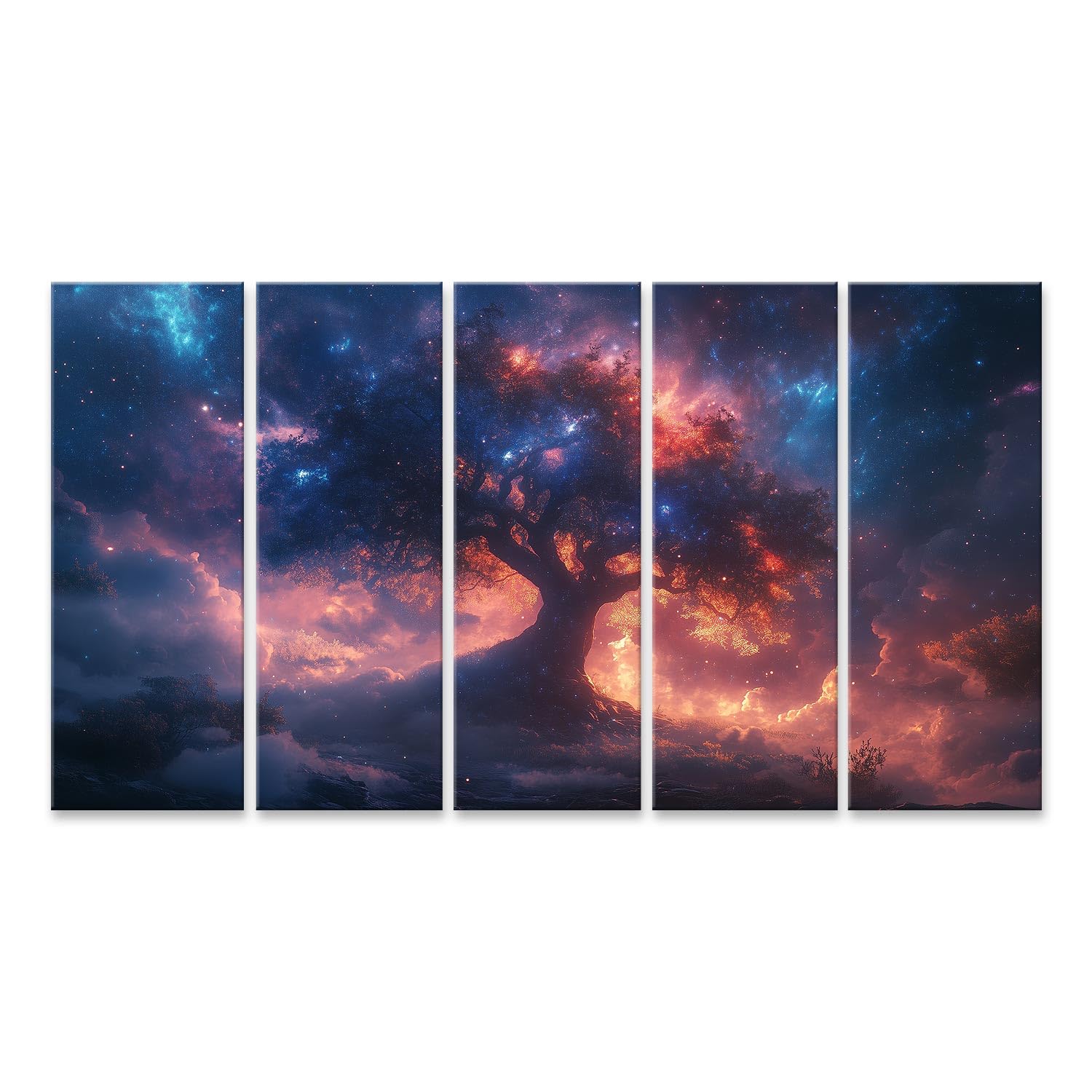 islandburner Primer cuadro sobre lienzo Un árbol mágico bajo un cielo nocturno brillante imágenes murales carteles